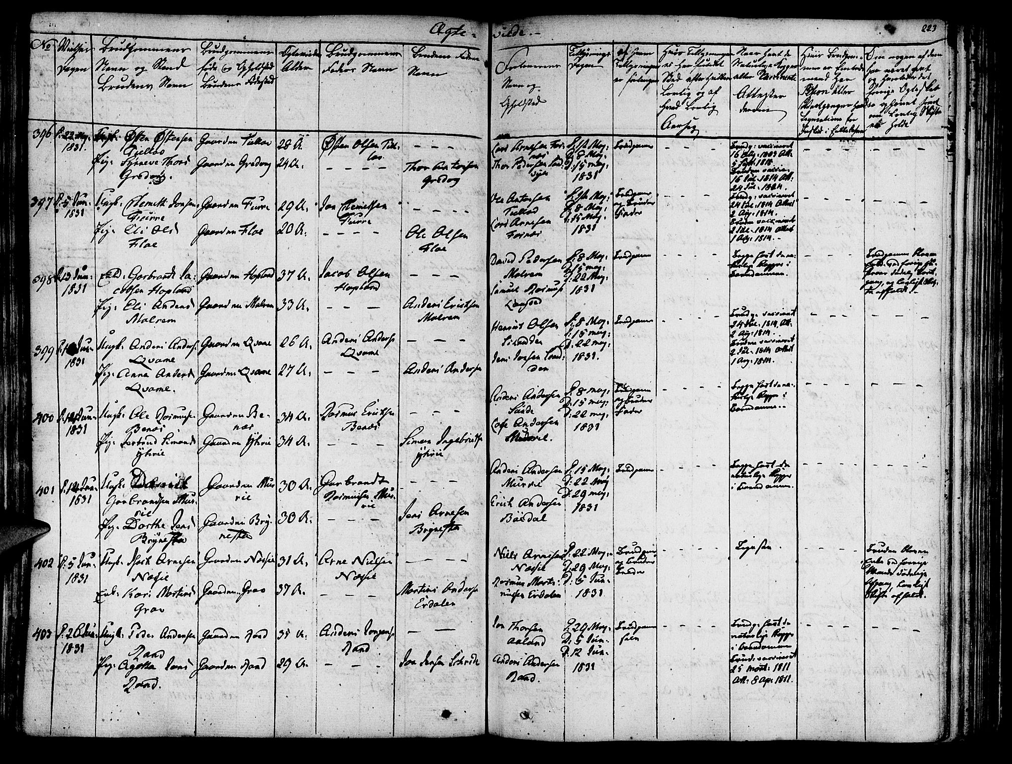 Innvik sokneprestembete, SAB/A-80501: Parish register (official) no. A 3, 1820-1832, p. 223