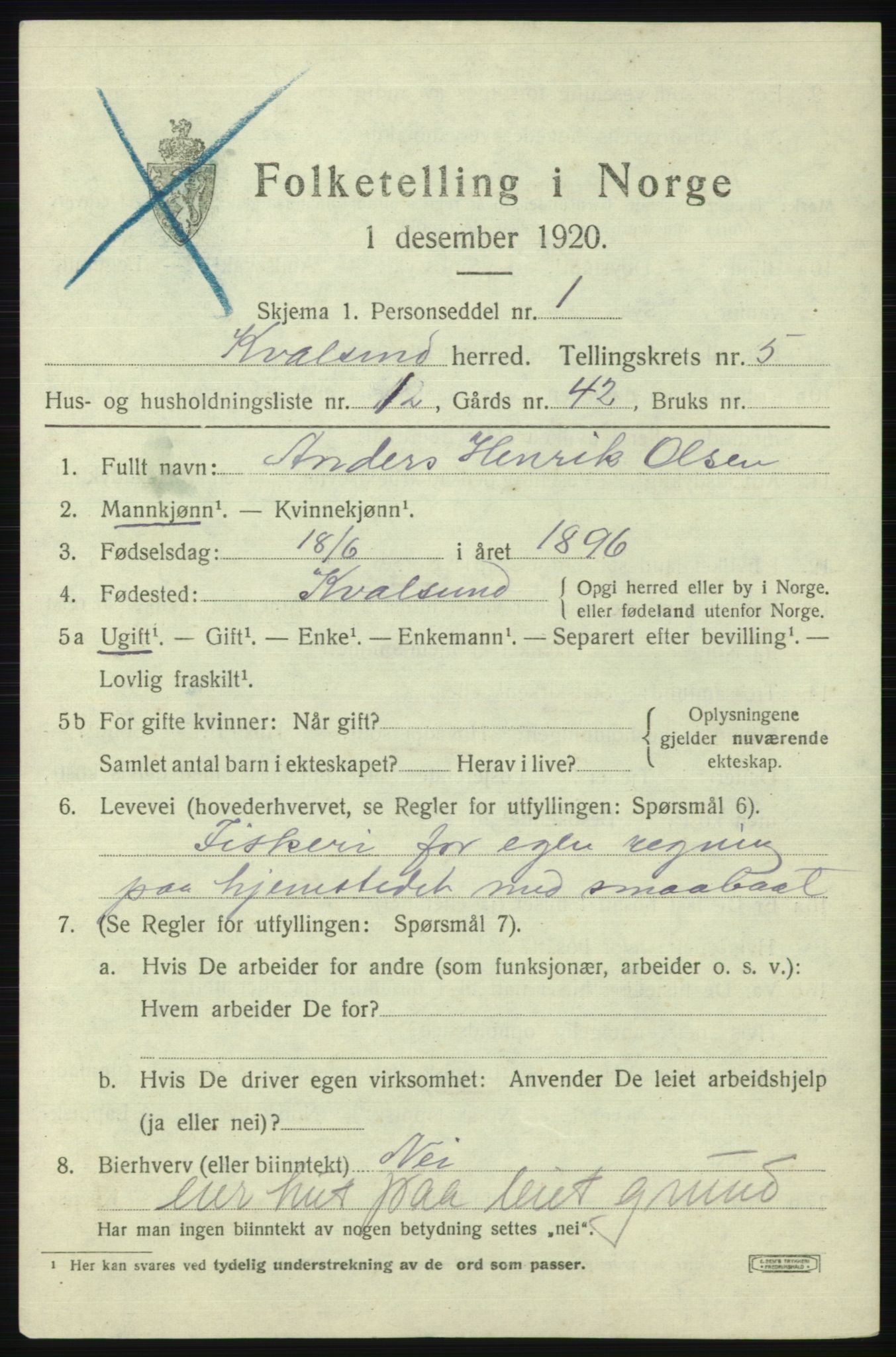 SATØ, 1920 census for , 1920, p. 1582