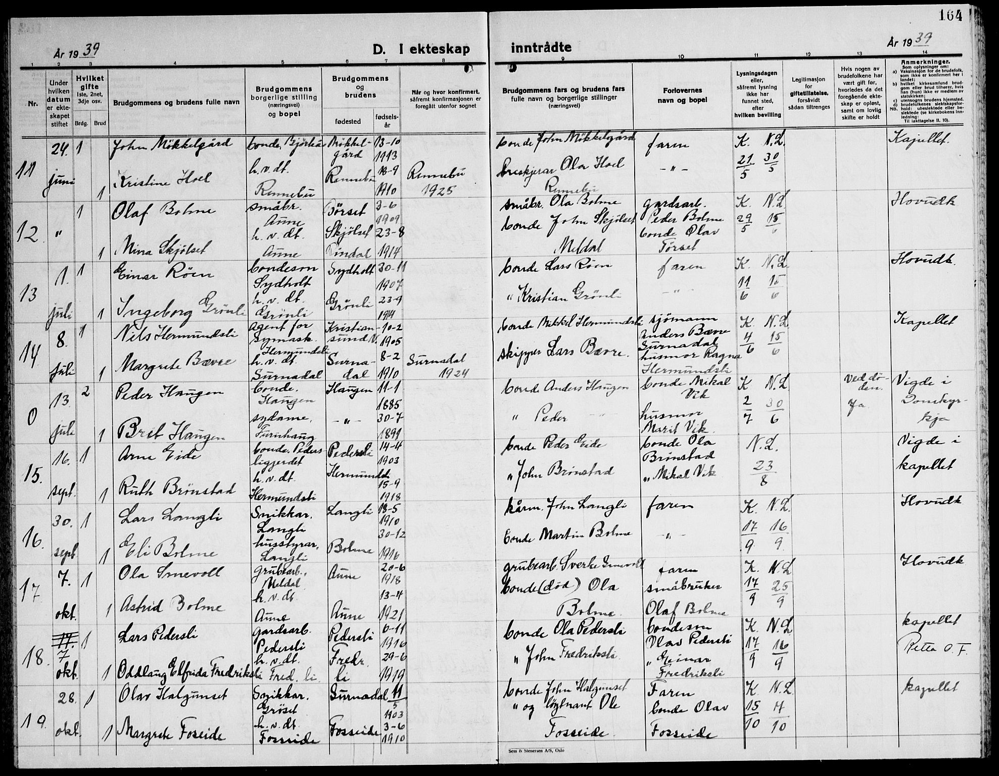 Ministerialprotokoller, klokkerbøker og fødselsregistre - Møre og Romsdal, AV/SAT-A-1454/598/L1080: Parish register (copy) no. 598C05, 1927-1944, p. 164