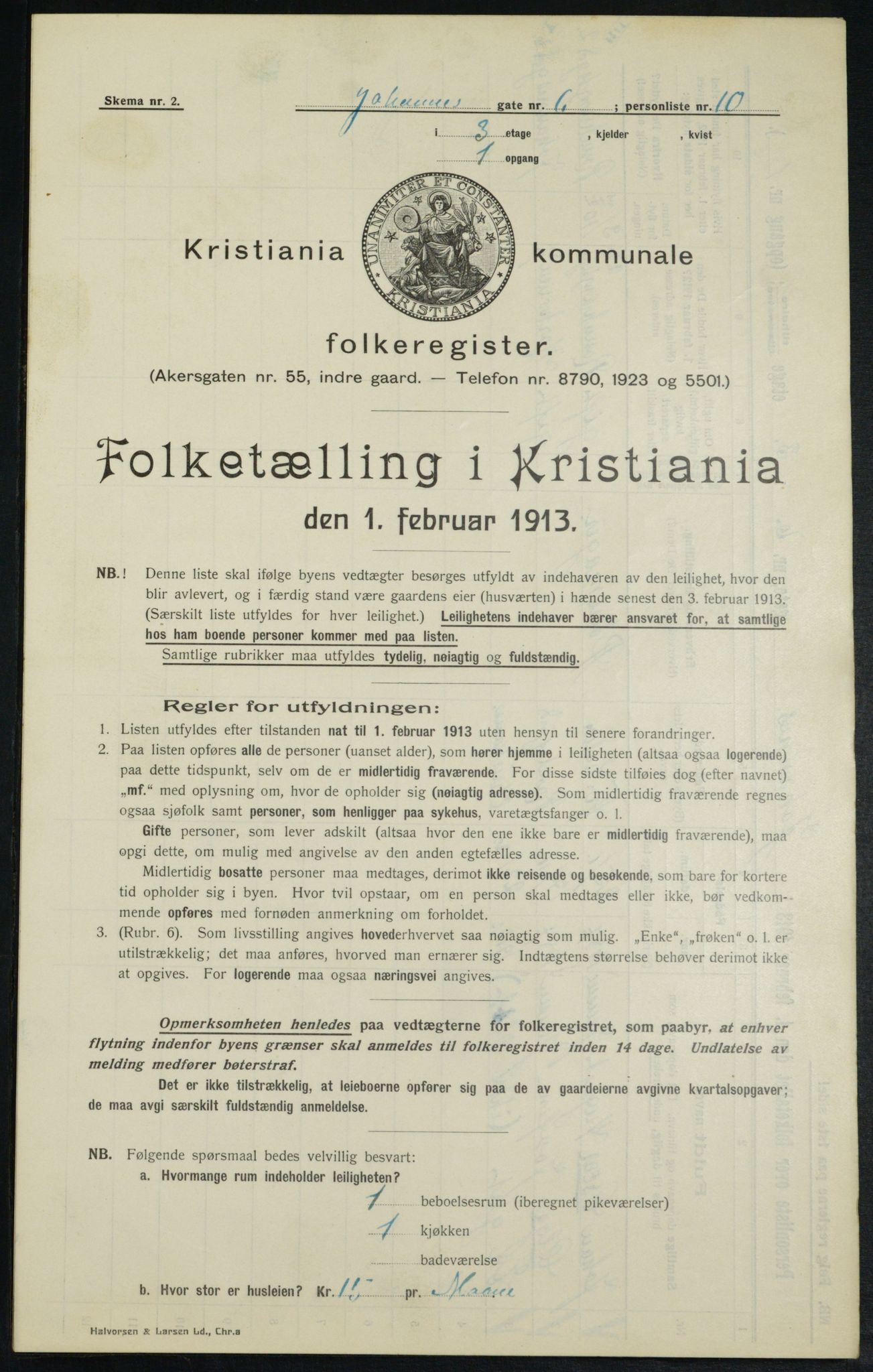 OBA, Municipal Census 1913 for Kristiania, 1913, p. 46933