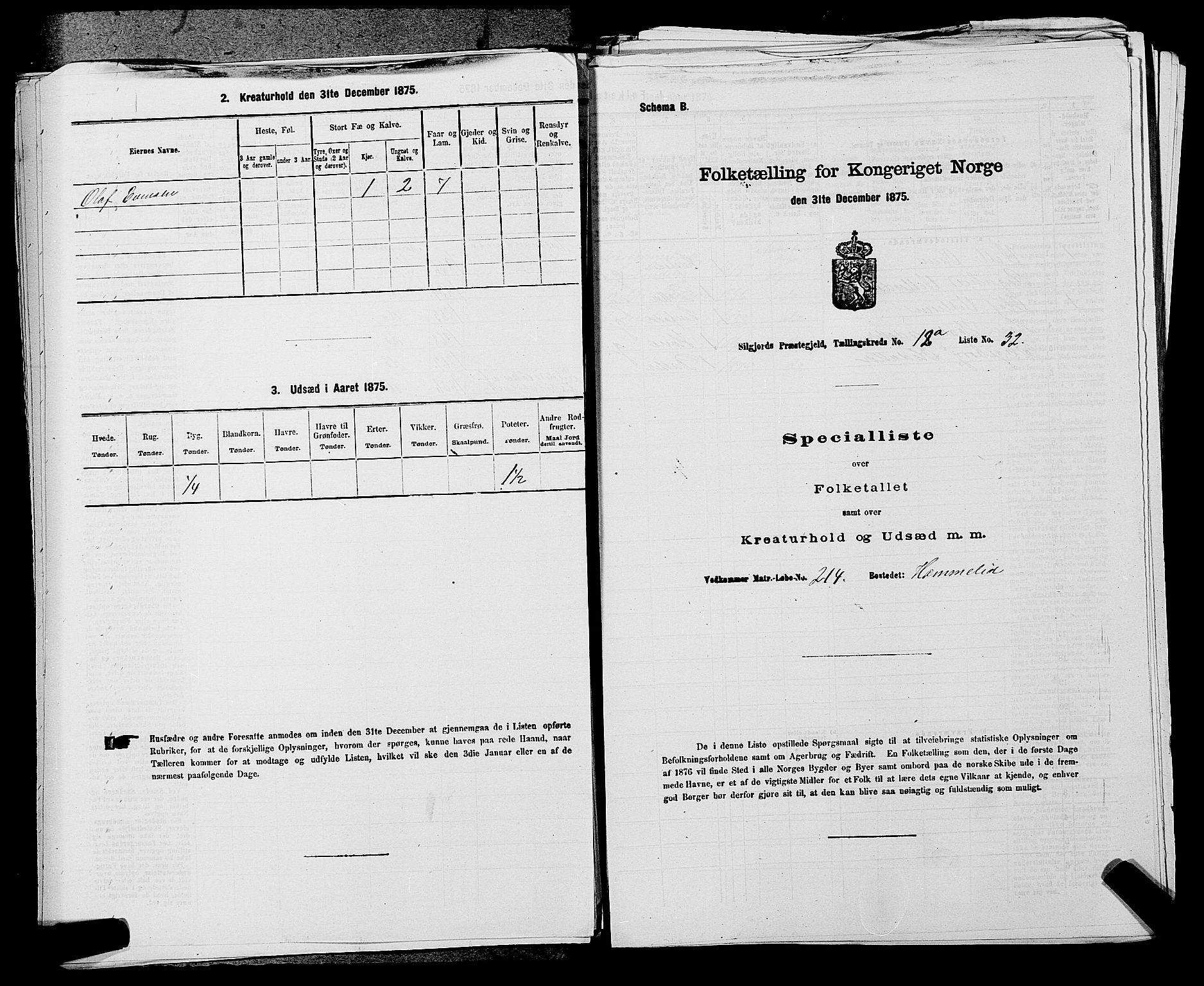 SAKO, 1875 census for 0828P Seljord, 1875, p. 1313