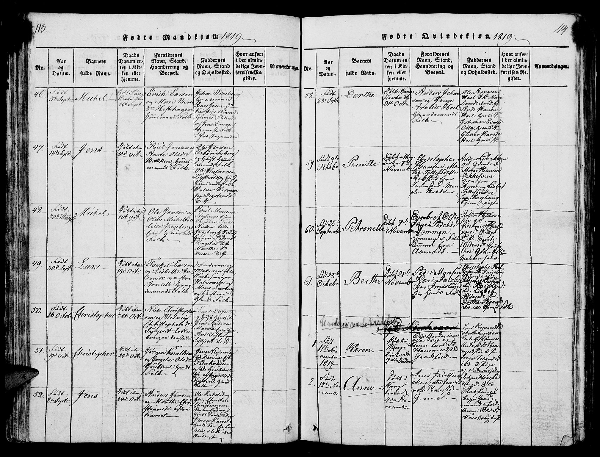 Vang prestekontor, Hedmark, SAH/PREST-008/H/Ha/Hab/L0004: Parish register (copy) no. 4, 1813-1827, p. 113-114