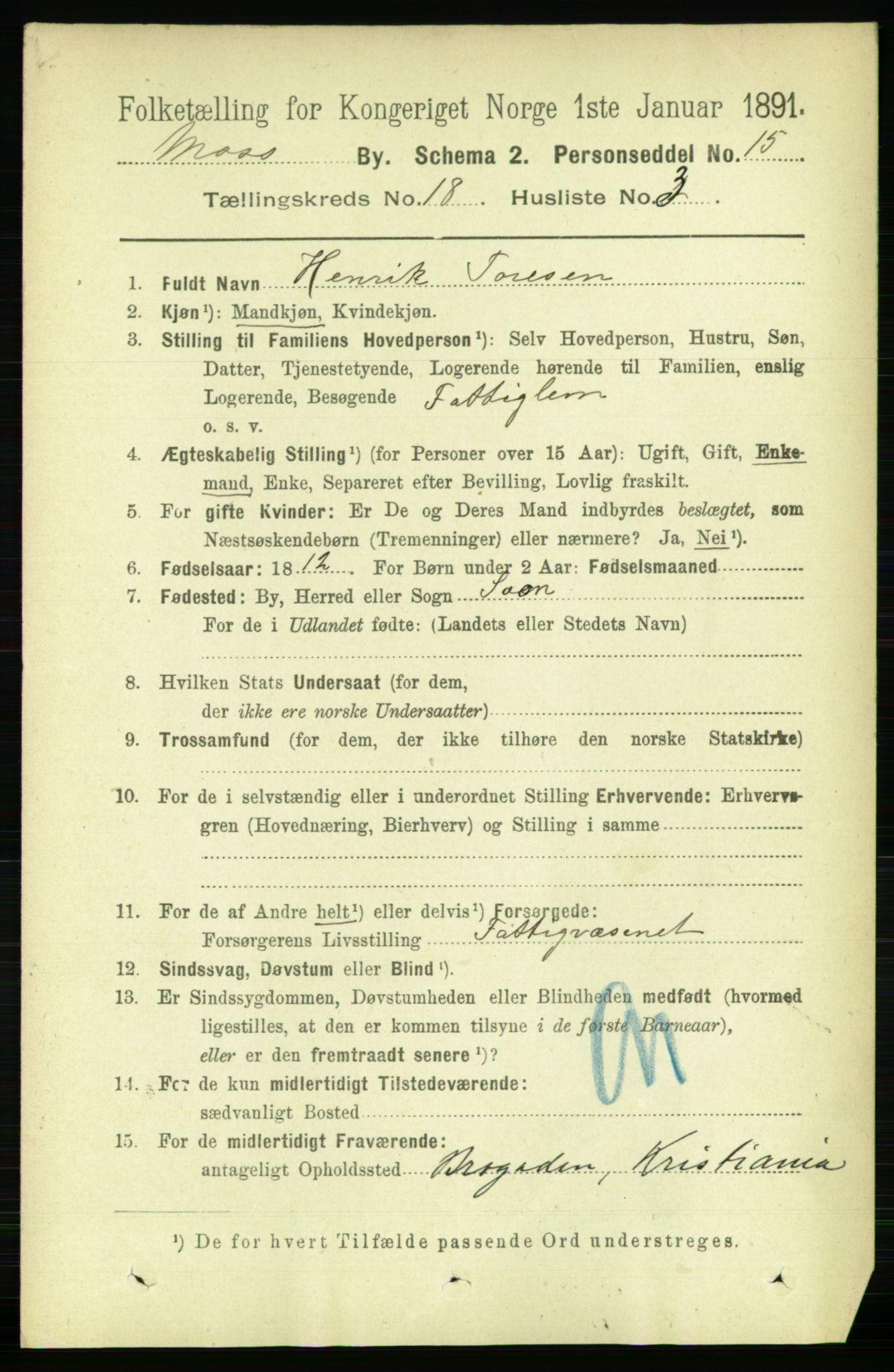 RA, 1891 census for 0104 Moss, 1891, p. 8213