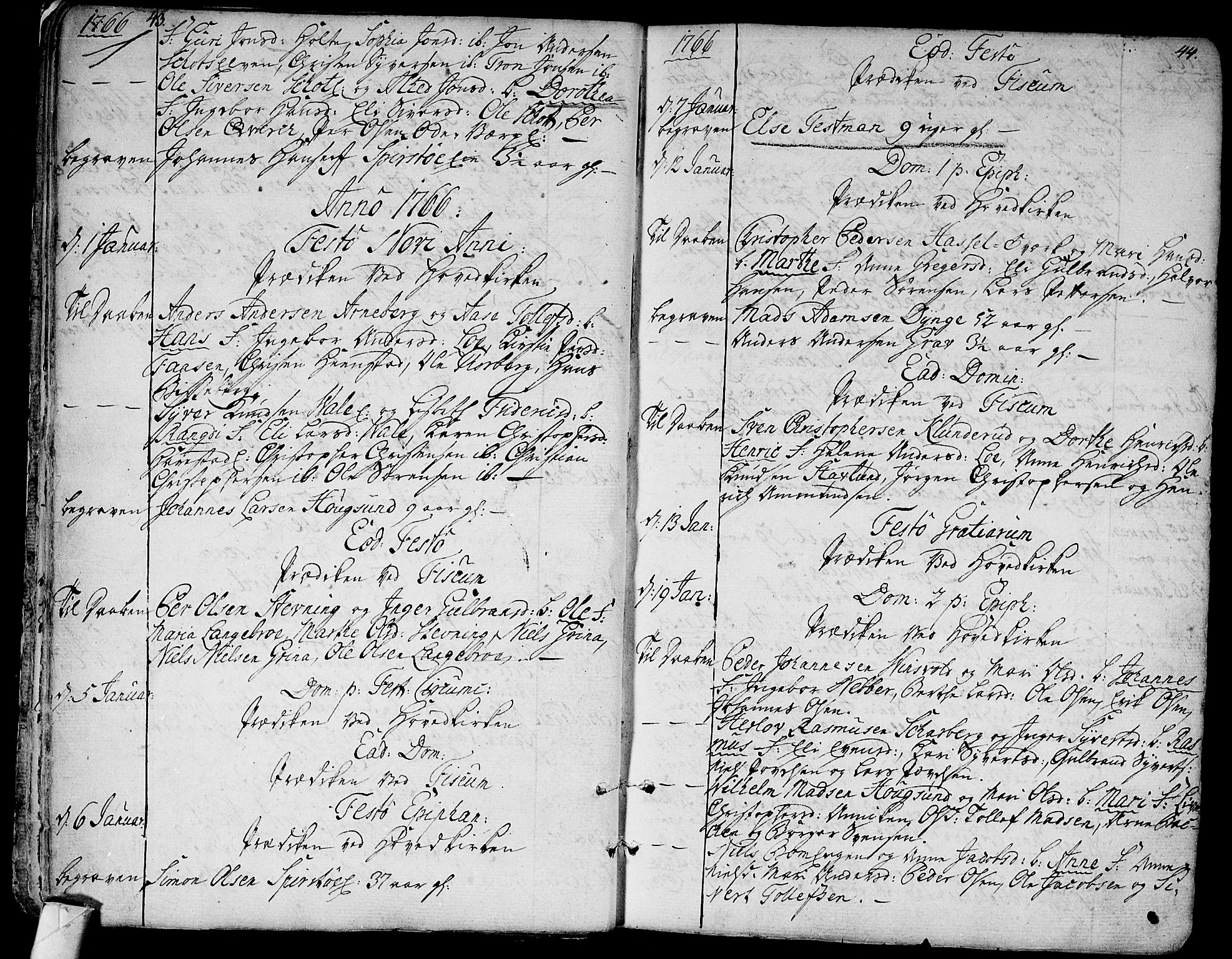 Eiker kirkebøker, AV/SAKO-A-4/F/Fa/L0008: Parish register (official) no. I 8, 1764-1788, p. 43-44