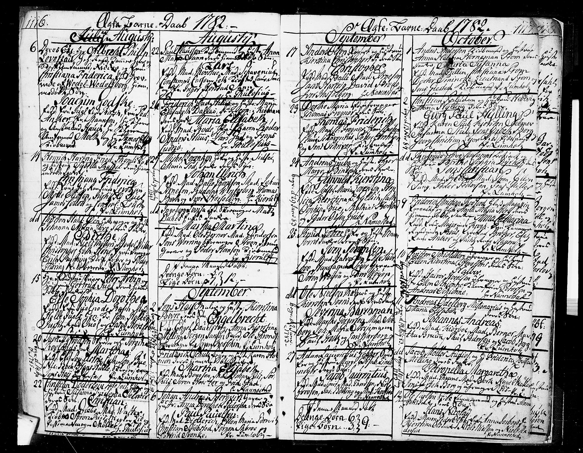 Oslo domkirke Kirkebøker, SAO/A-10752/F/Fa/L0004: Parish register (official) no. 4, 1743-1786, p. 1116-1117