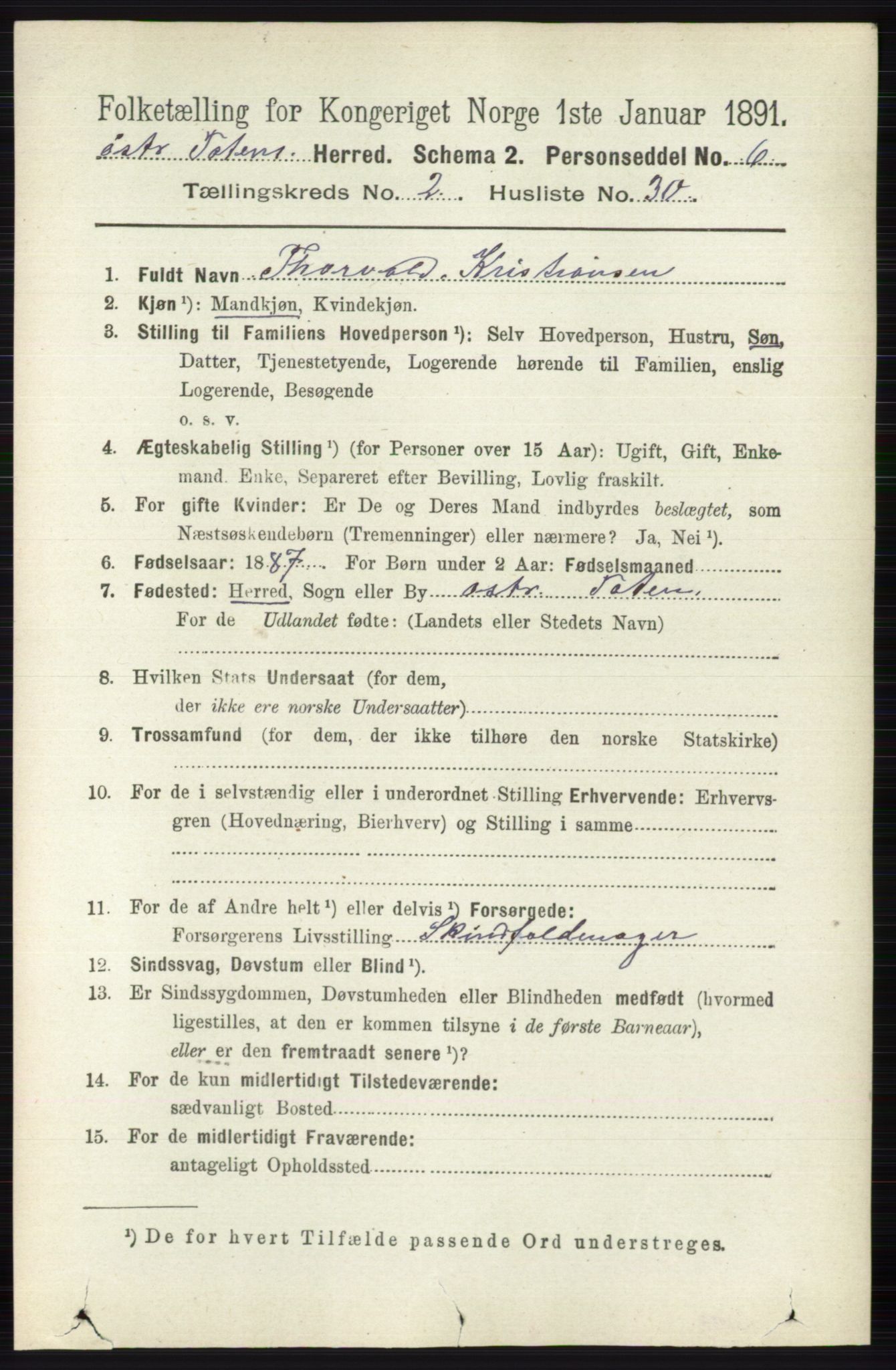 RA, 1891 census for 0528 Østre Toten, 1891, p. 948
