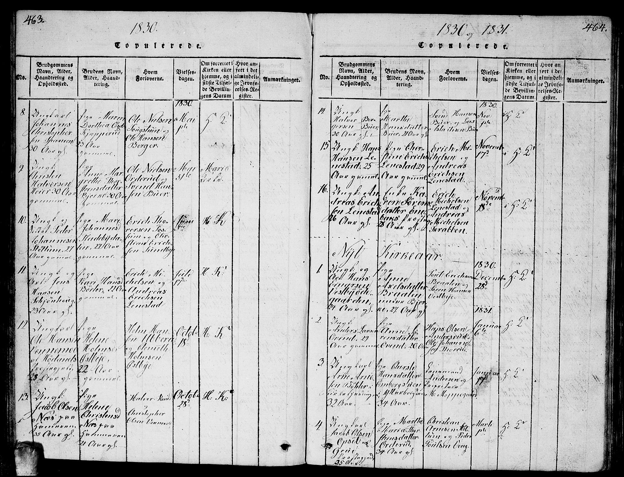 Enebakk prestekontor Kirkebøker, AV/SAO-A-10171c/G/Ga/L0001: Parish register (copy) no. I 1, 1815-1833, p. 463-464