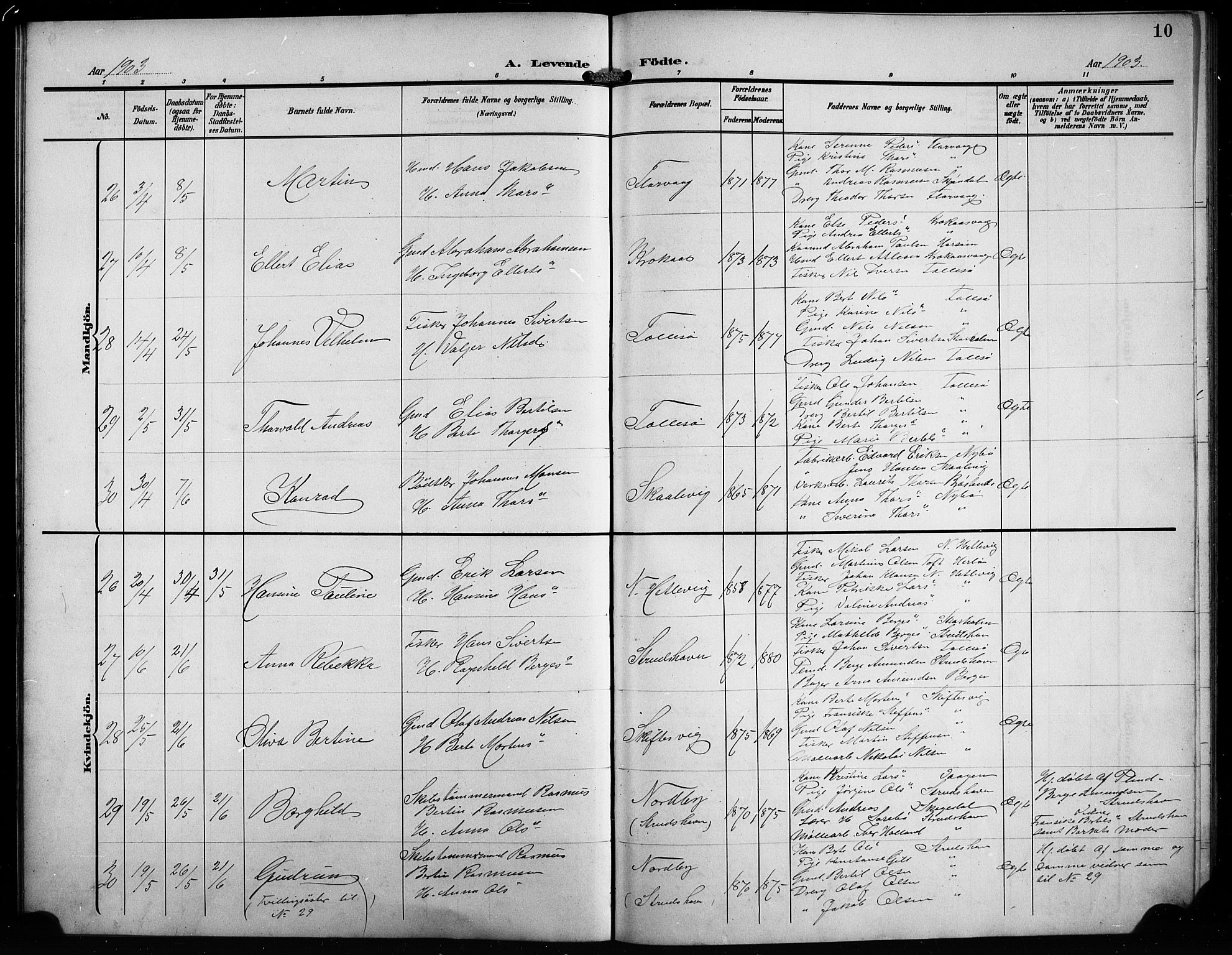 Askøy Sokneprestembete, AV/SAB-A-74101/H/Ha/Hab/Haba/L0010: Parish register (copy) no. A 10, 1903-1907, p. 10