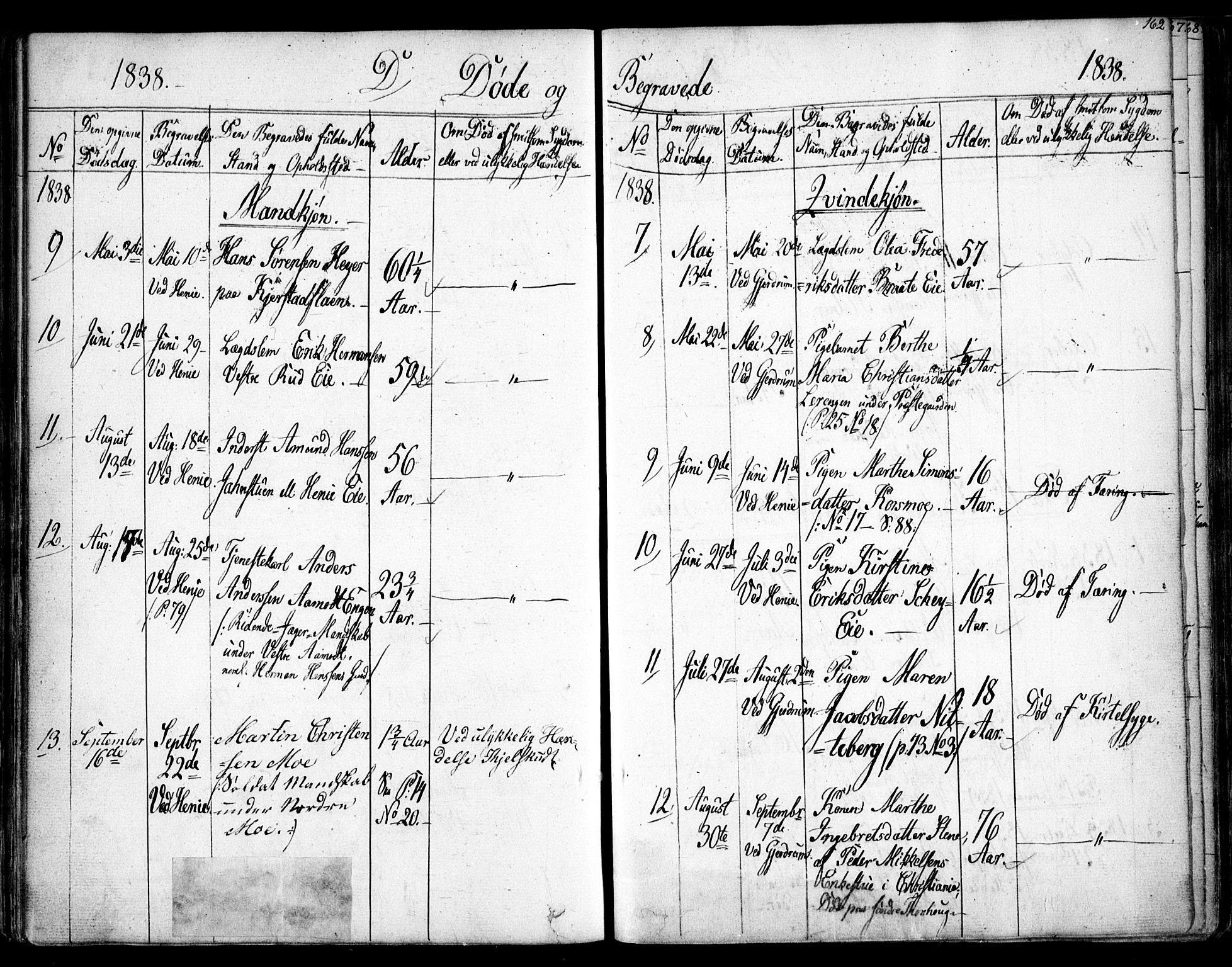 Gjerdrum prestekontor Kirkebøker, AV/SAO-A-10412b/F/Fa/L0005: Parish register (official) no. I 5, 1835-1845, p. 162