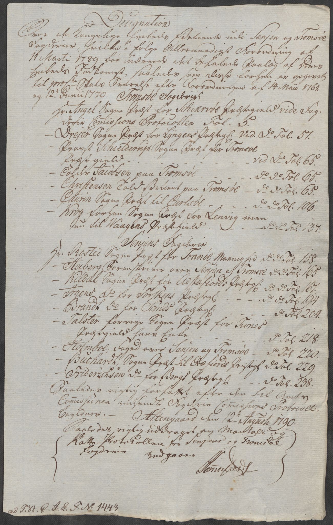 Rentekammeret inntil 1814, Reviderte regnskaper, Mindre regnskaper, AV/RA-EA-4068/Rf/Rfe/L0042:  Senja og Troms fogderi, 1789, p. 16