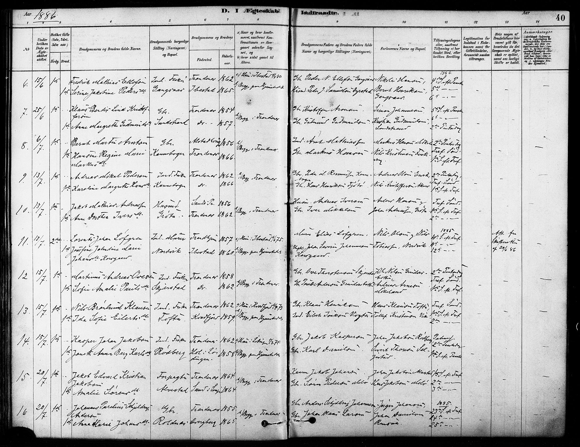 Trondenes sokneprestkontor, SATØ/S-1319/H/Ha/L0015kirke: Parish register (official) no. 15, 1878-1889, p. 40