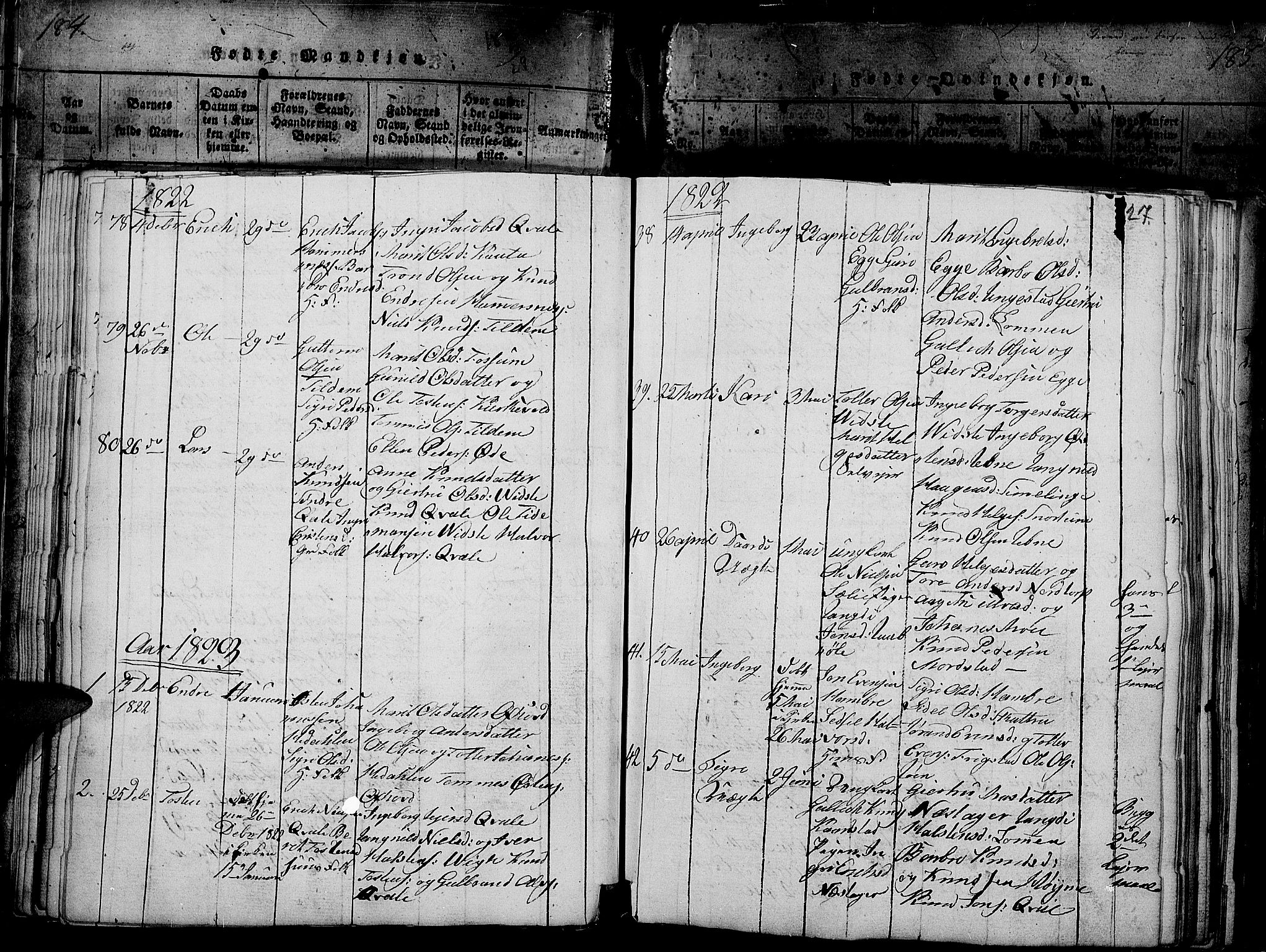 Slidre prestekontor, SAH/PREST-134/H/Ha/Haa/L0002: Parish register (official) no. 2, 1814-1830, p. 185a