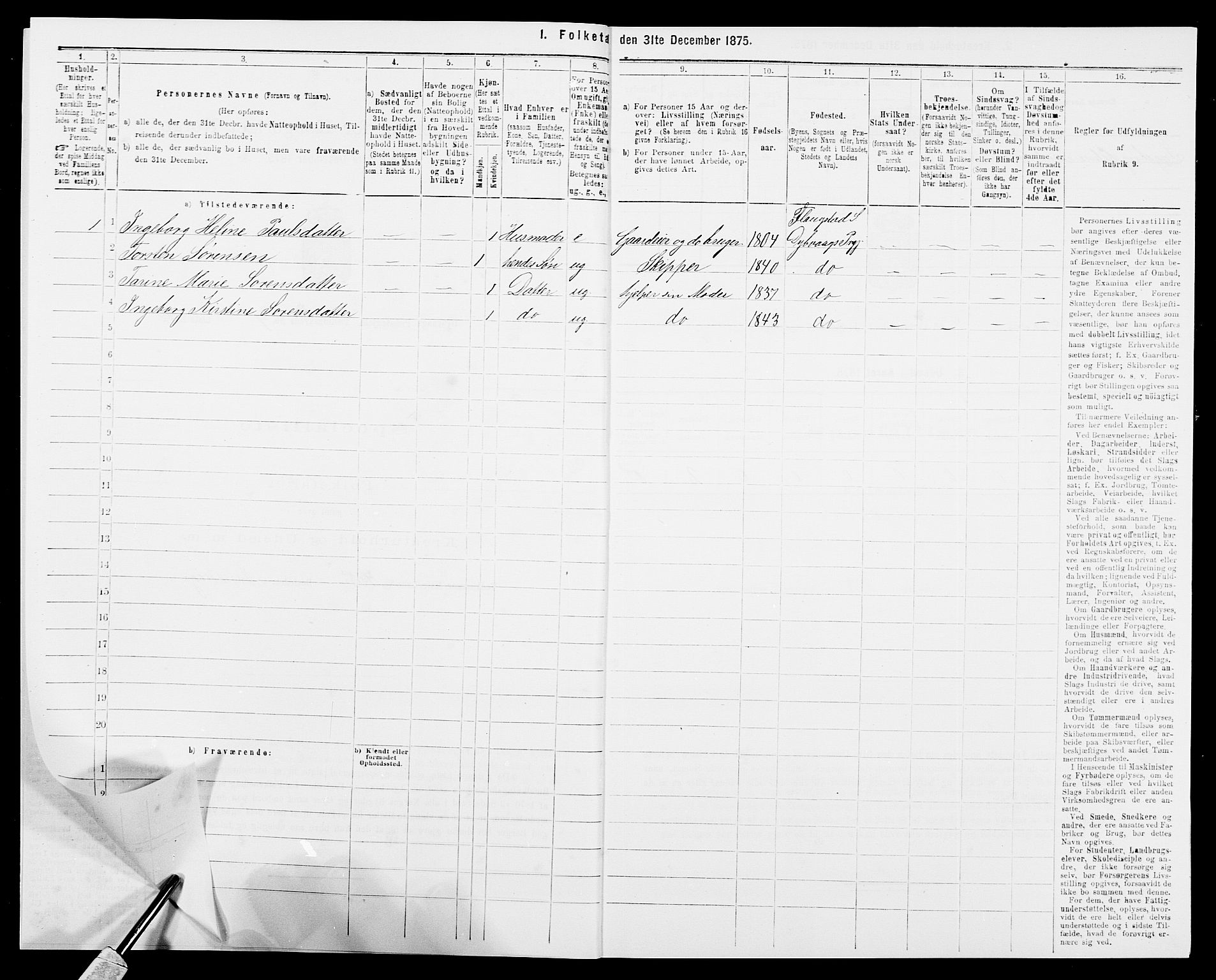 SAK, 1875 census for 0915P Dypvåg, 1875, p. 1112