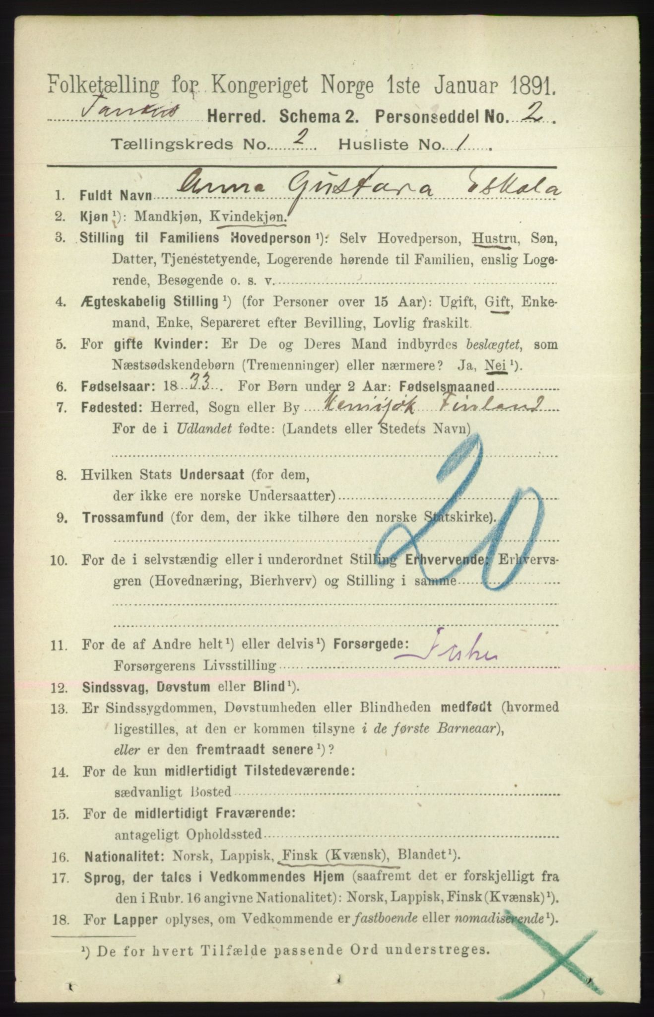 RA, 1891 census for 2025 Tana, 1891, p. 766