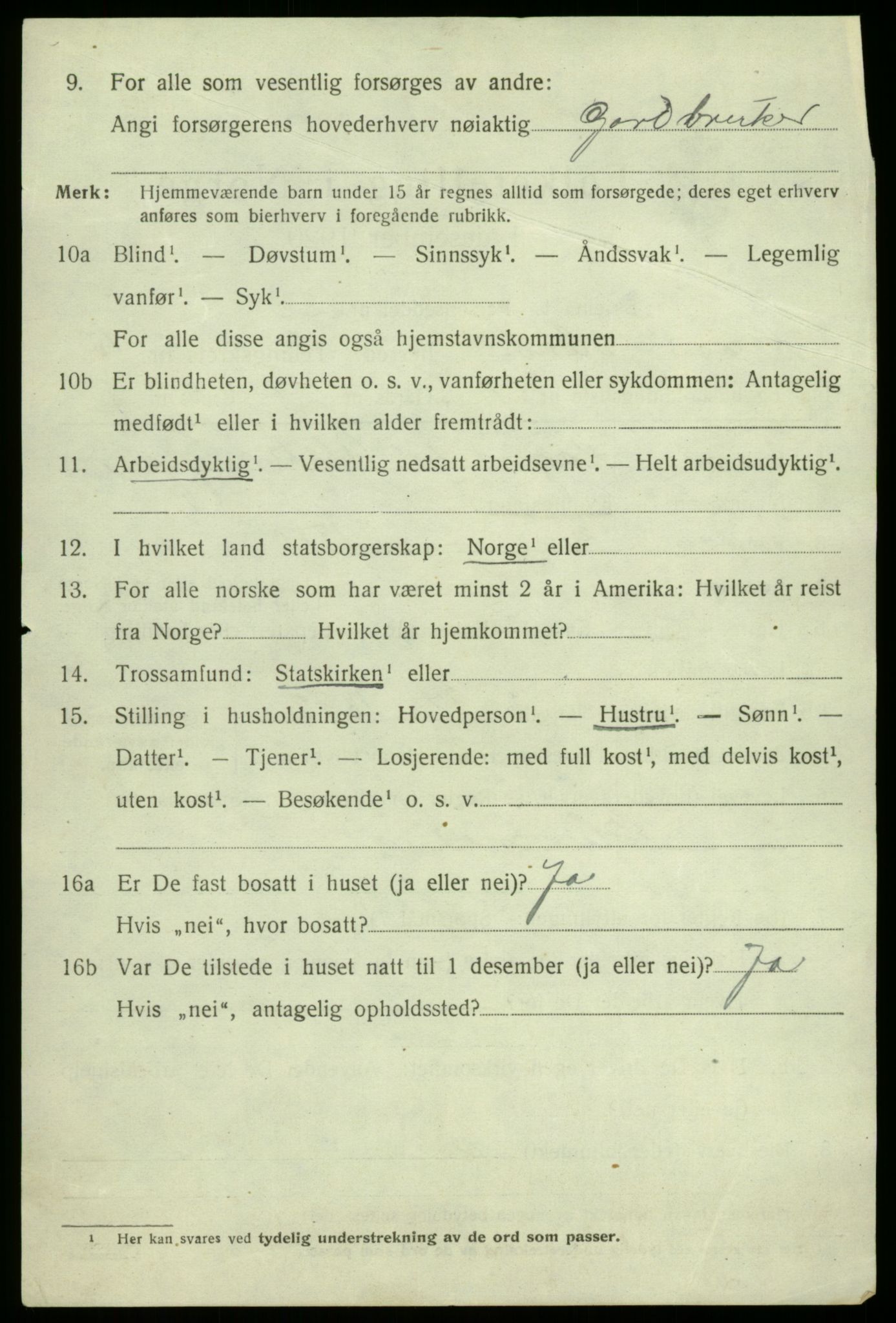 SAB, 1920 census for Kvam, 1920, p. 6324