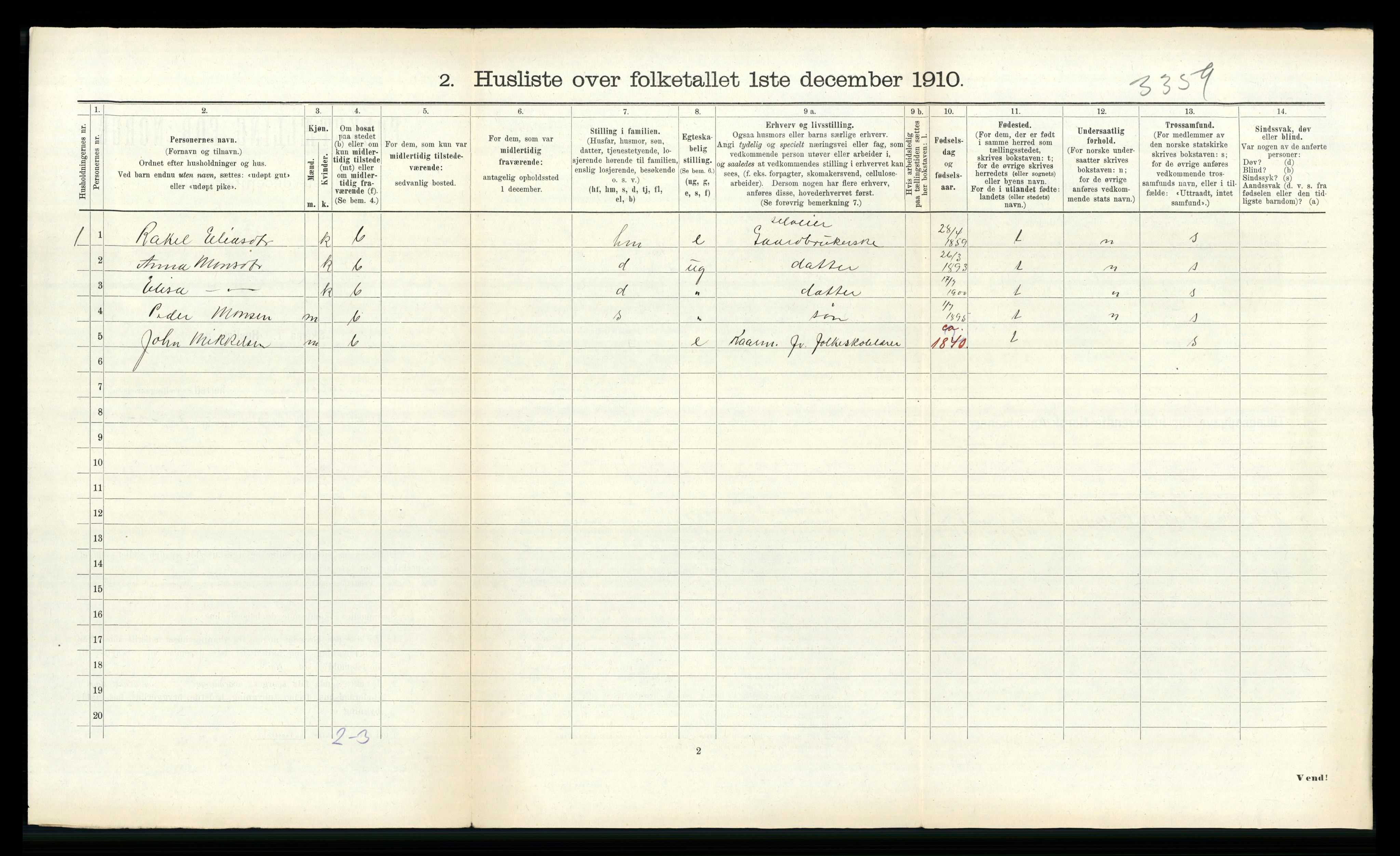 RA, 1910 census for Innvik, 1910, p. 99