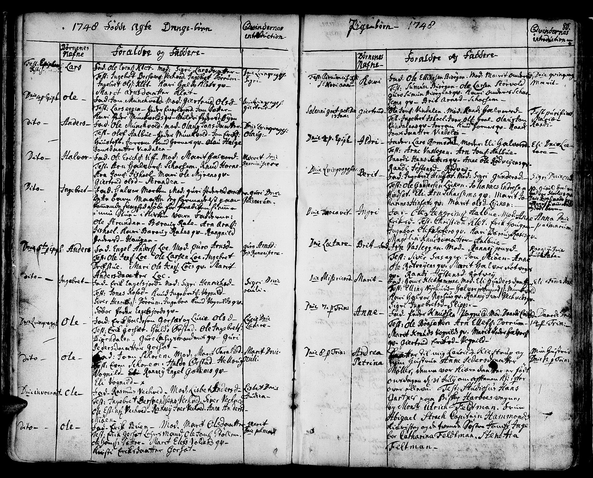 Ministerialprotokoller, klokkerbøker og fødselsregistre - Sør-Trøndelag, SAT/A-1456/678/L0891: Parish register (official) no. 678A01, 1739-1780, p. 80