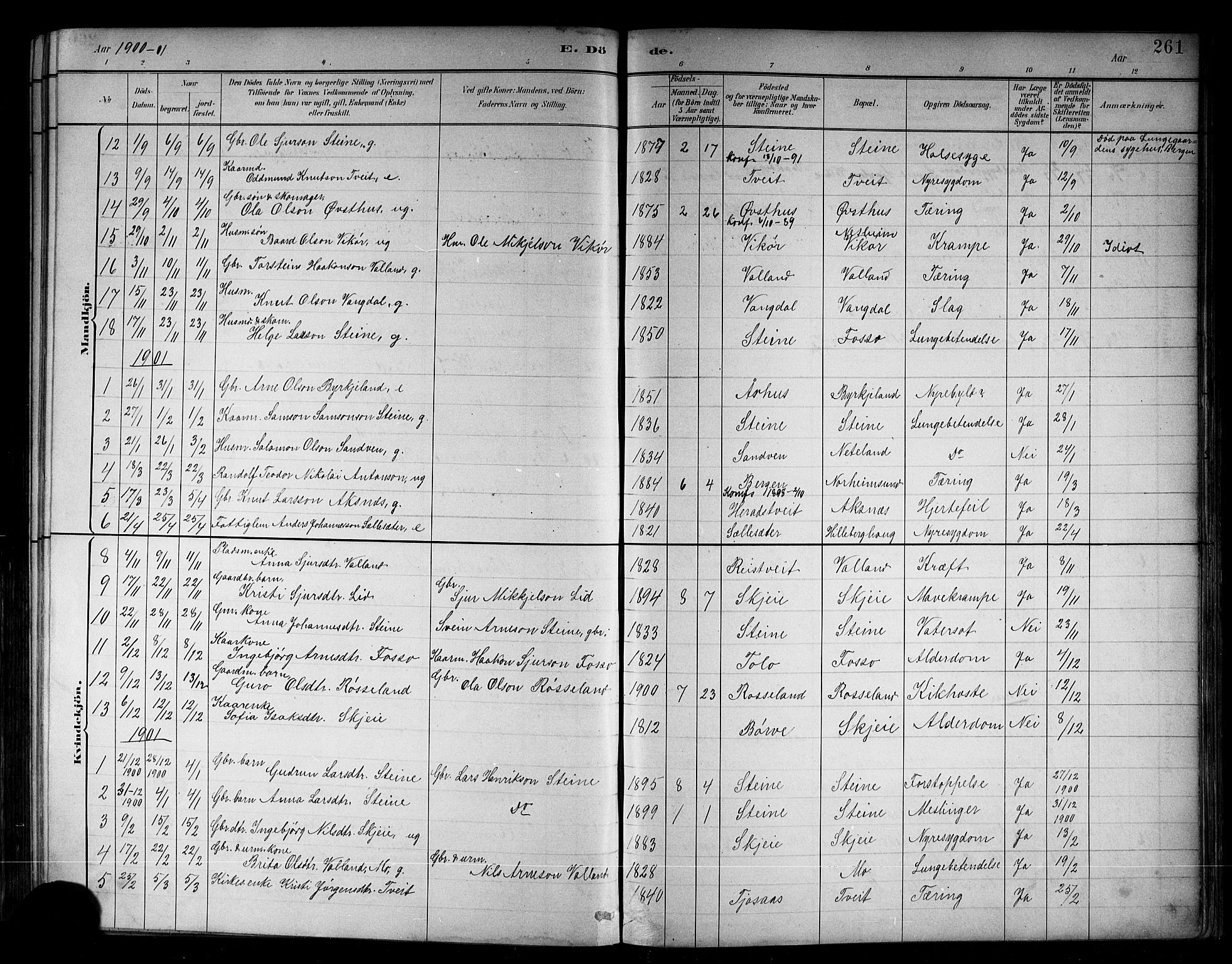 Kvam sokneprestembete, AV/SAB-A-76201/H/Hab: Parish register (copy) no. B 3, 1884-1916, p. 261