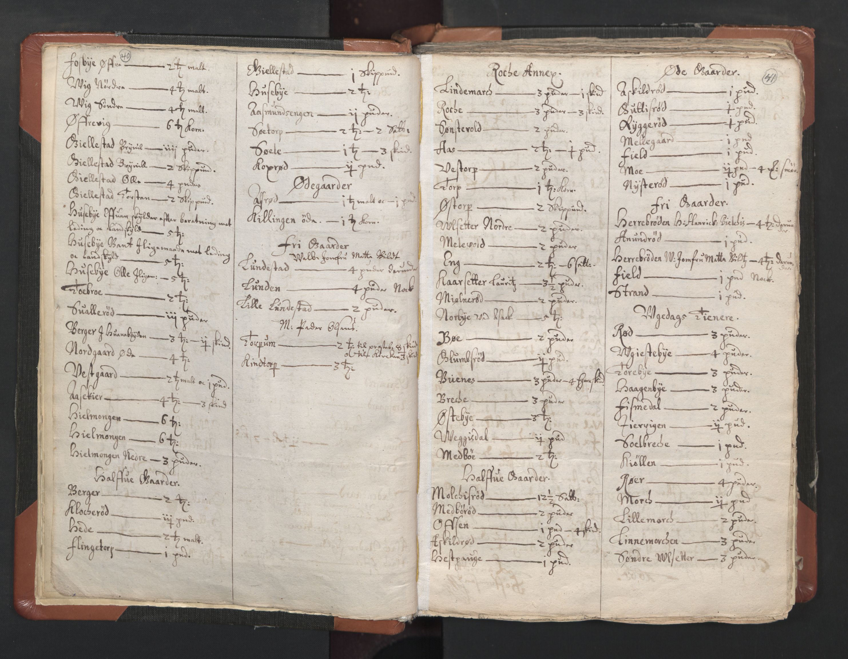 RA, Vicar's Census 1664-1666, no. 1: Nedre Borgesyssel deanery, 1664-1666, p. 40-41