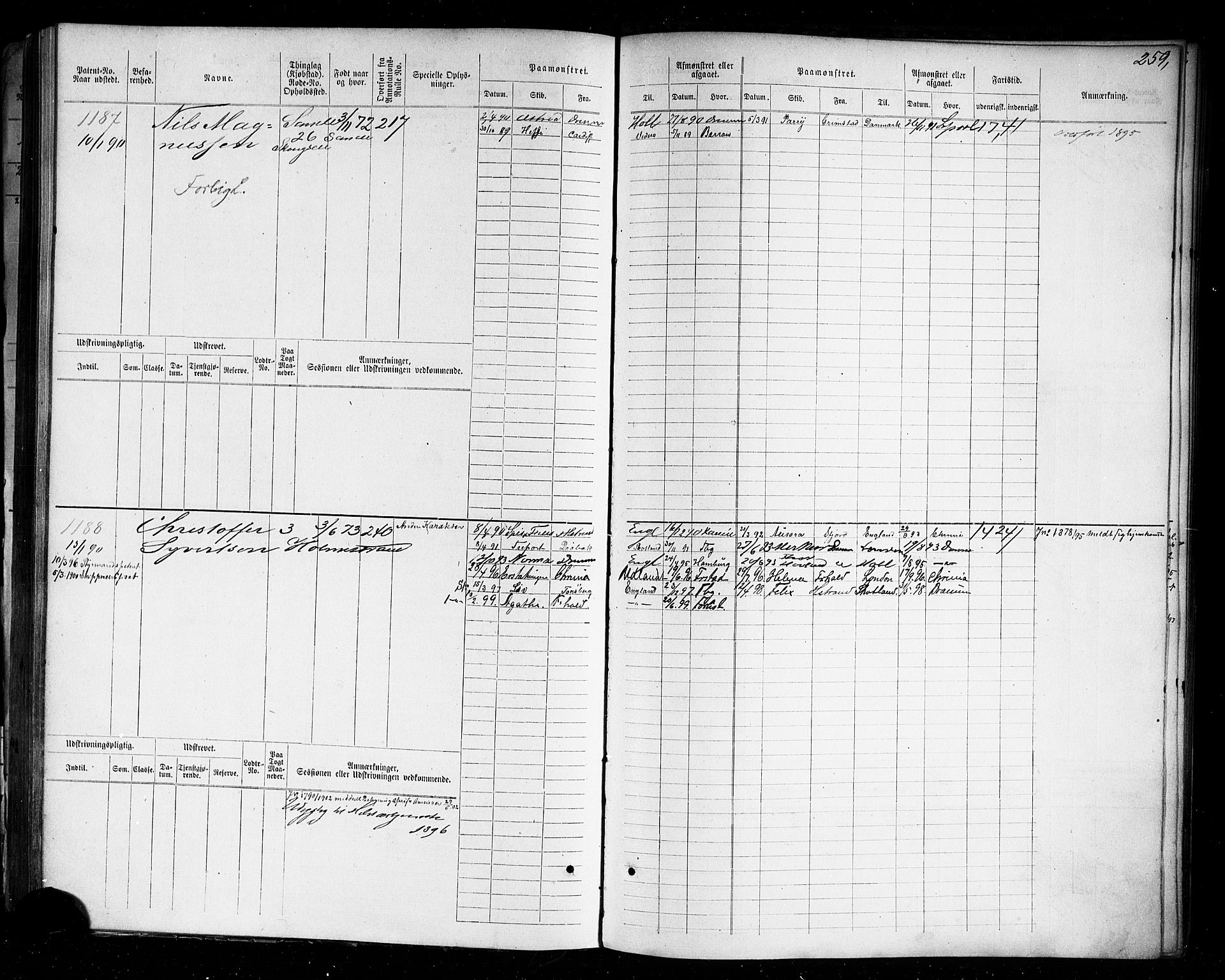 Holmestrand innrulleringskontor, AV/SAKO-A-1151/F/Fc/L0004: Hovedrulle, 1872-1913, p. 299