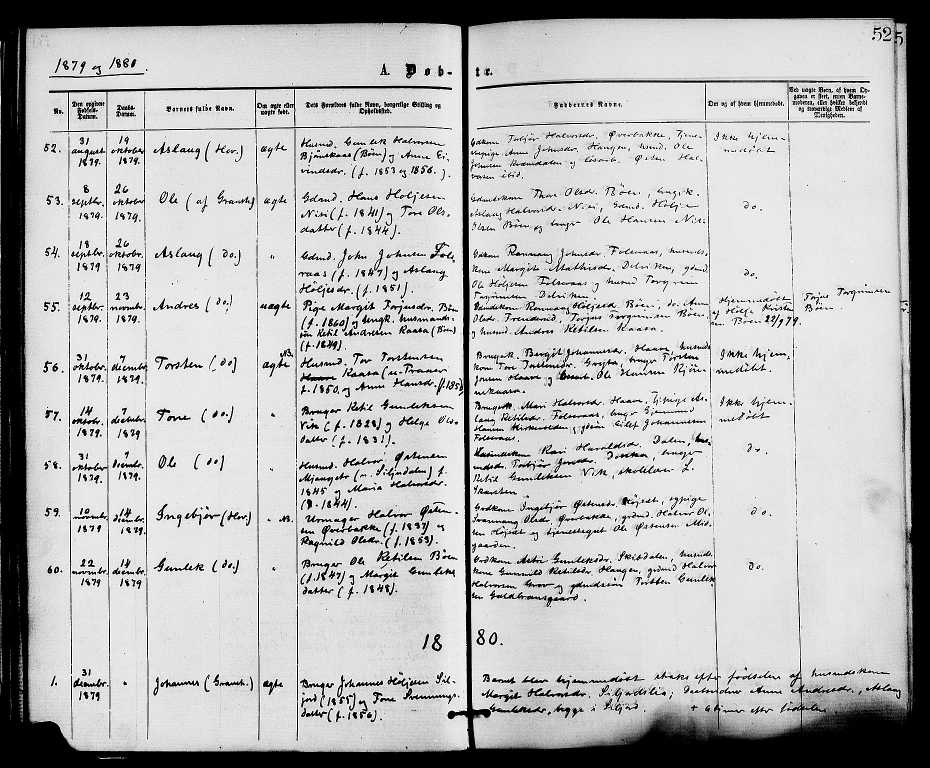 Gransherad kirkebøker, SAKO/A-267/F/Fa/L0004: Parish register (official) no. I 4, 1871-1886, p. 52