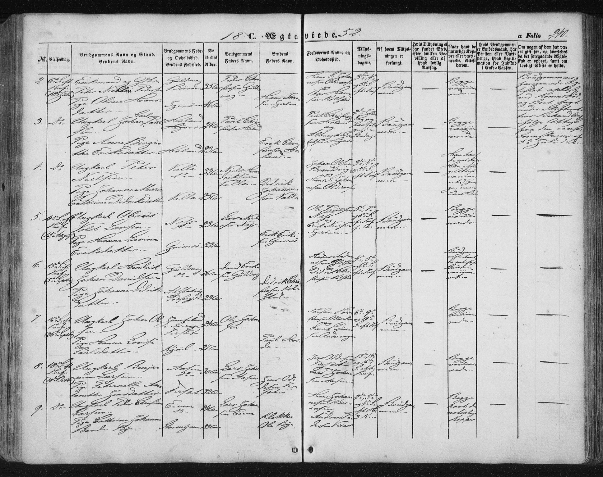 Ministerialprotokoller, klokkerbøker og fødselsregistre - Nordland, AV/SAT-A-1459/816/L0240: Parish register (official) no. 816A06, 1846-1870, p. 240