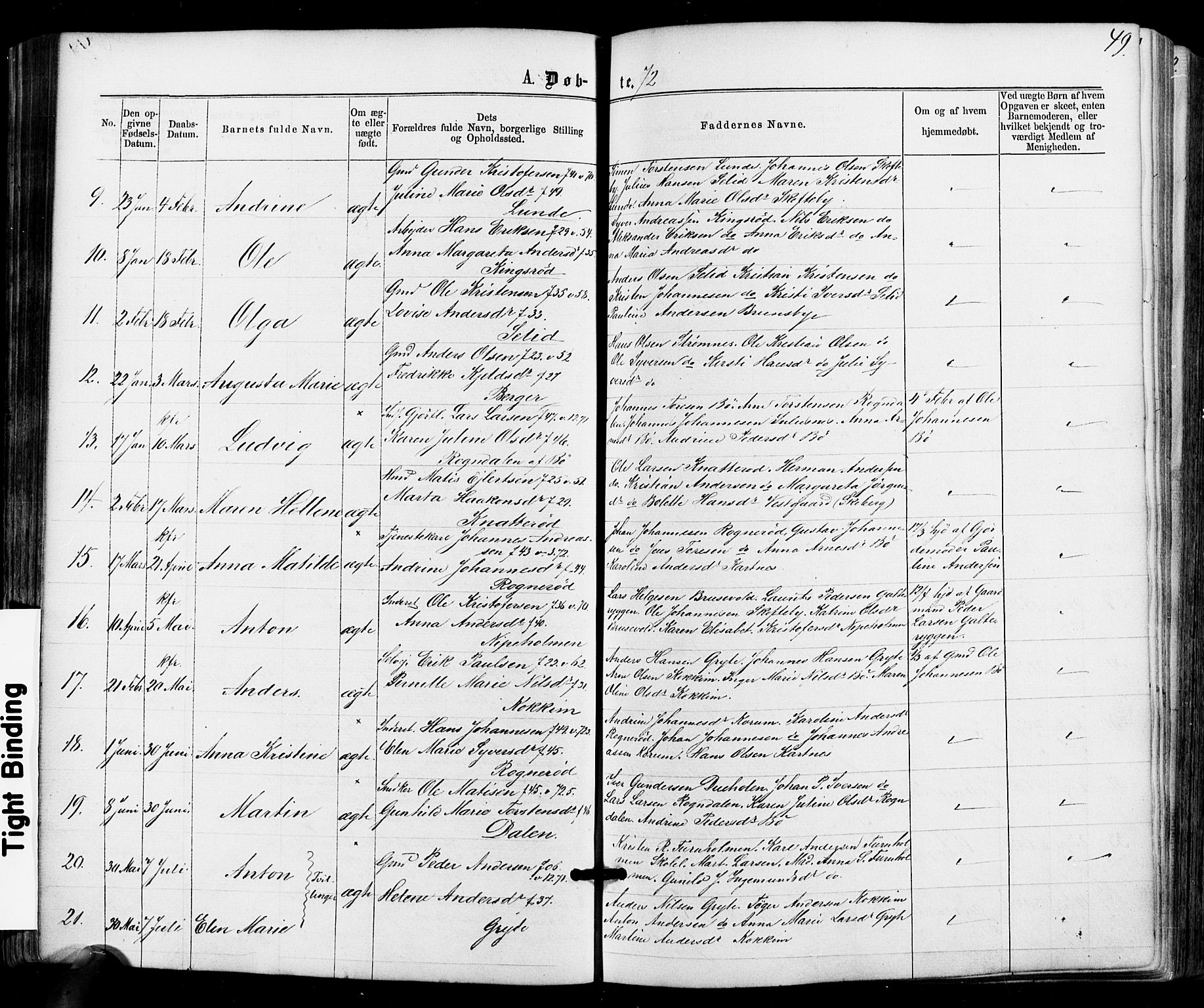 Varteig prestekontor Kirkebøker, AV/SAO-A-10447a/F/Fa/L0001: Parish register (official) no. 1, 1861-1877, p. 49