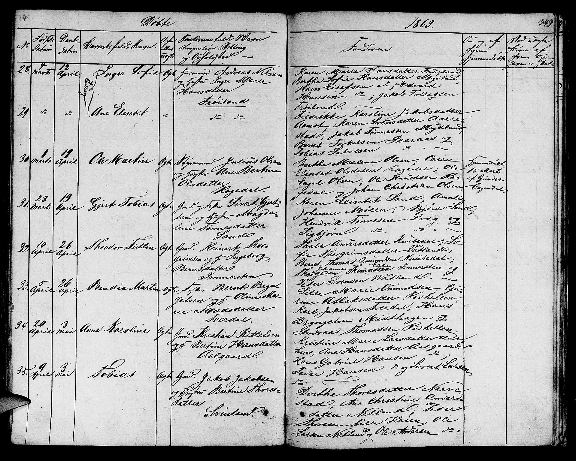 Sokndal sokneprestkontor, SAST/A-101808: Parish register (copy) no. B 2, 1849-1865, p. 349