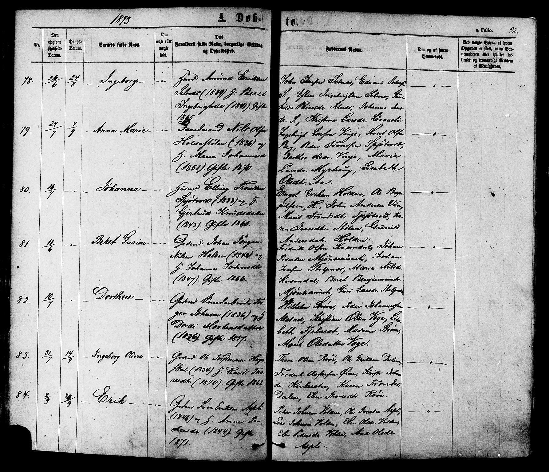 Ministerialprotokoller, klokkerbøker og fødselsregistre - Sør-Trøndelag, AV/SAT-A-1456/630/L0495: Parish register (official) no. 630A08, 1868-1878, p. 92