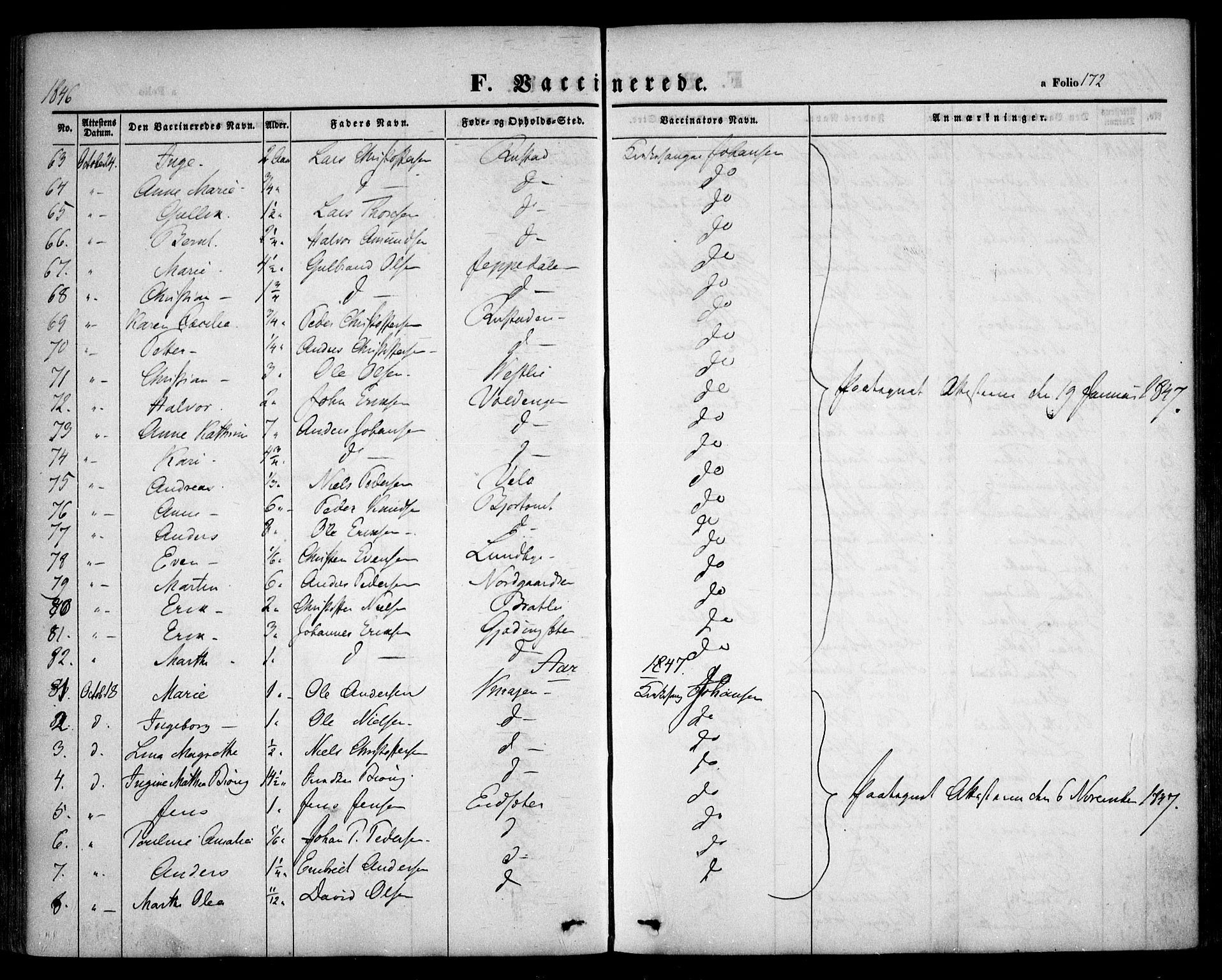 Hurdal prestekontor Kirkebøker, AV/SAO-A-10889/F/Fa/L0005: Parish register (official) no. I 5, 1846-1859, p. 172