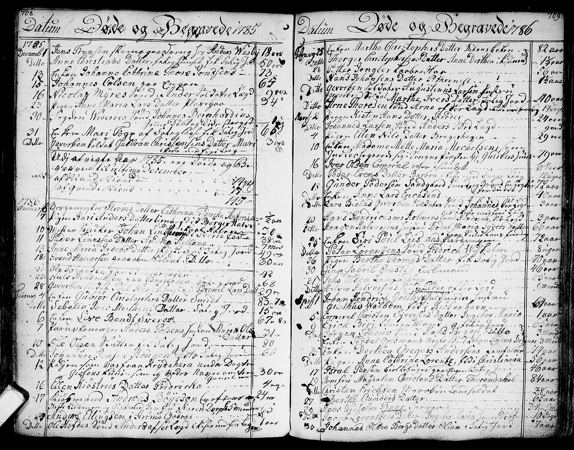 Bragernes kirkebøker, SAKO/A-6/F/Fa/L0006a: Parish register (official) no. I 6, 1782-1814, p. 708-709