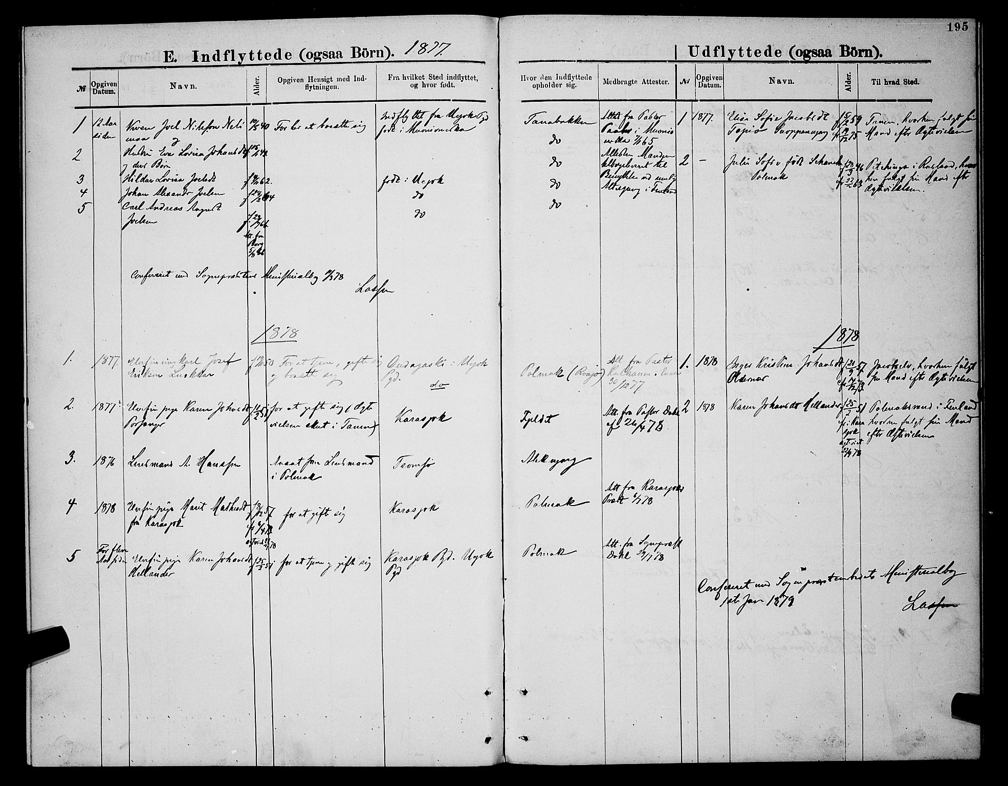 Nesseby sokneprestkontor, SATØ/S-1330/H/Hb/L0007klokker: Parish register (copy) no. 7, 1877-1884, p. 195