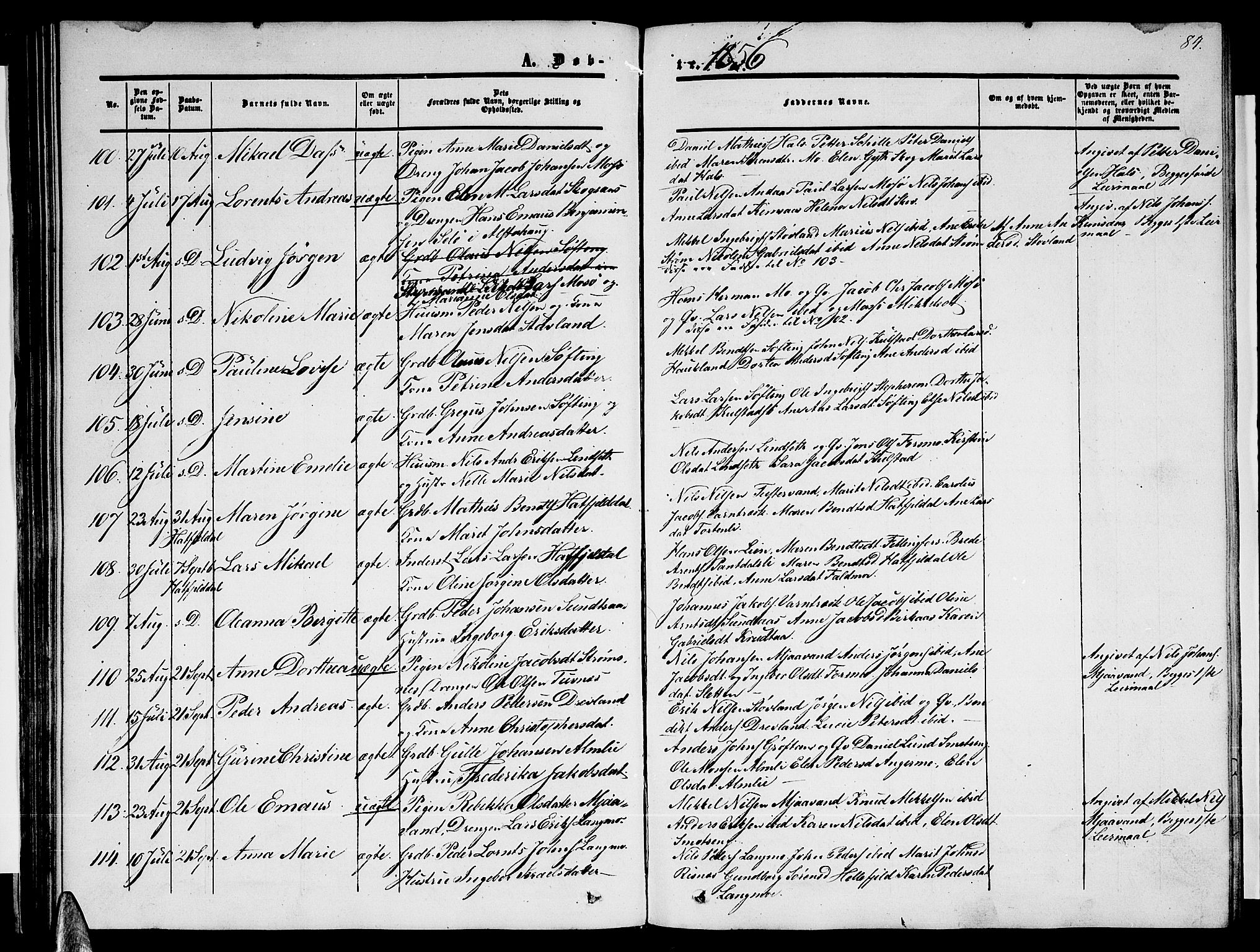 Ministerialprotokoller, klokkerbøker og fødselsregistre - Nordland, SAT/A-1459/820/L0301: Parish register (copy) no. 820C03, 1851-1858, p. 84