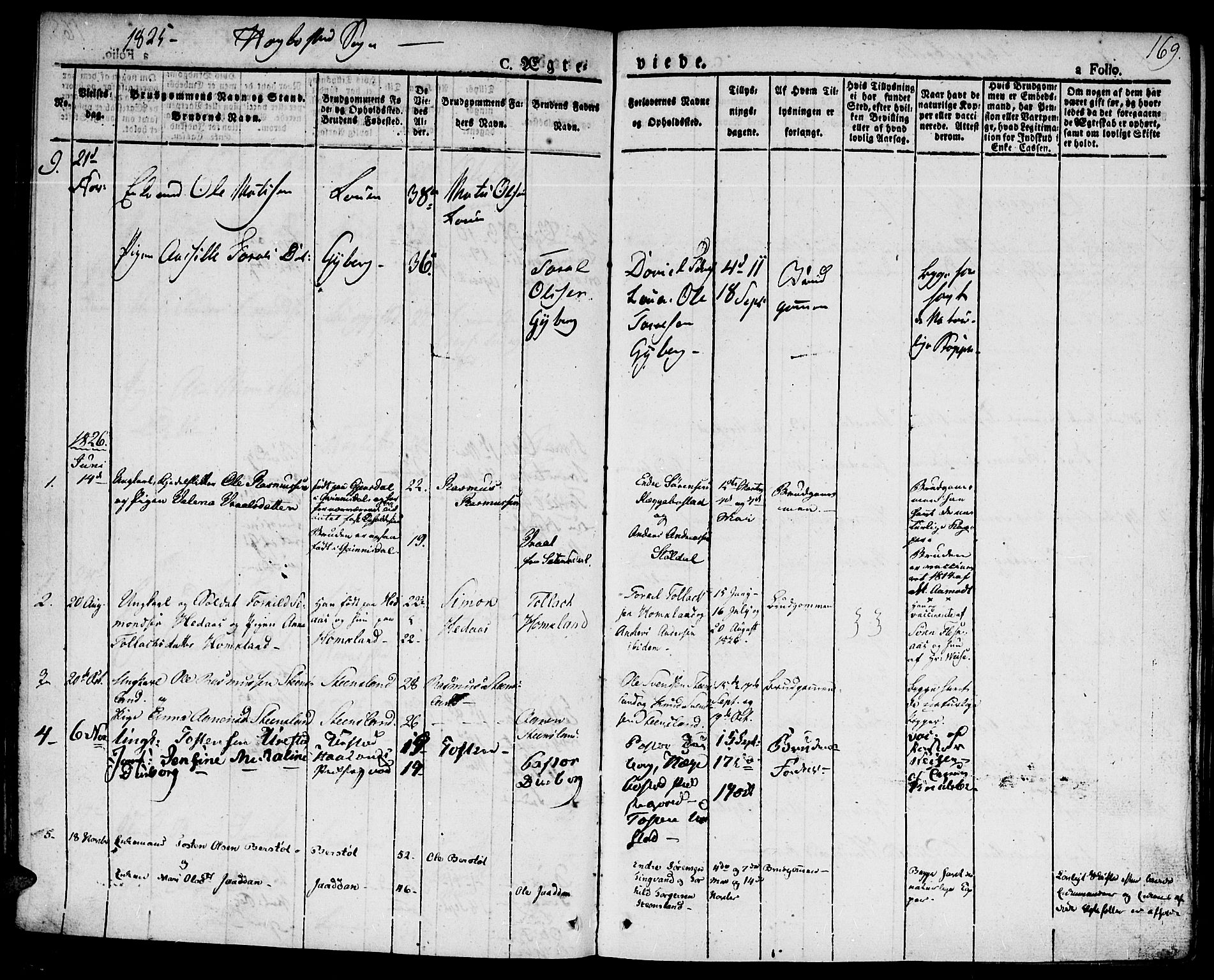 Hægebostad sokneprestkontor, AV/SAK-1111-0024/F/Fa/Faa/L0003: Parish register (official) no. A 3 /1, 1825-1834, p. 169