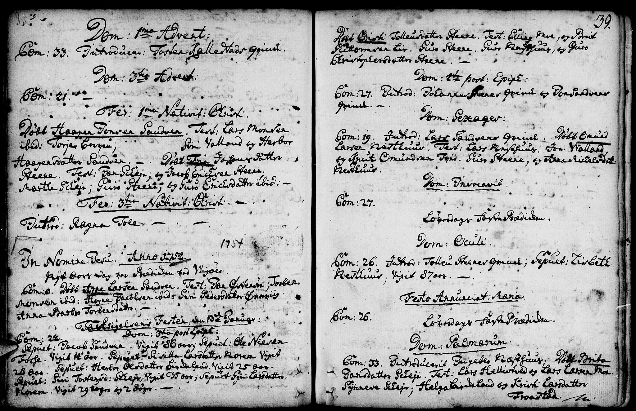 Kvam sokneprestembete, AV/SAB-A-76201/H/Haa: Parish register (official) no. A 3, 1743-1795, p. 39