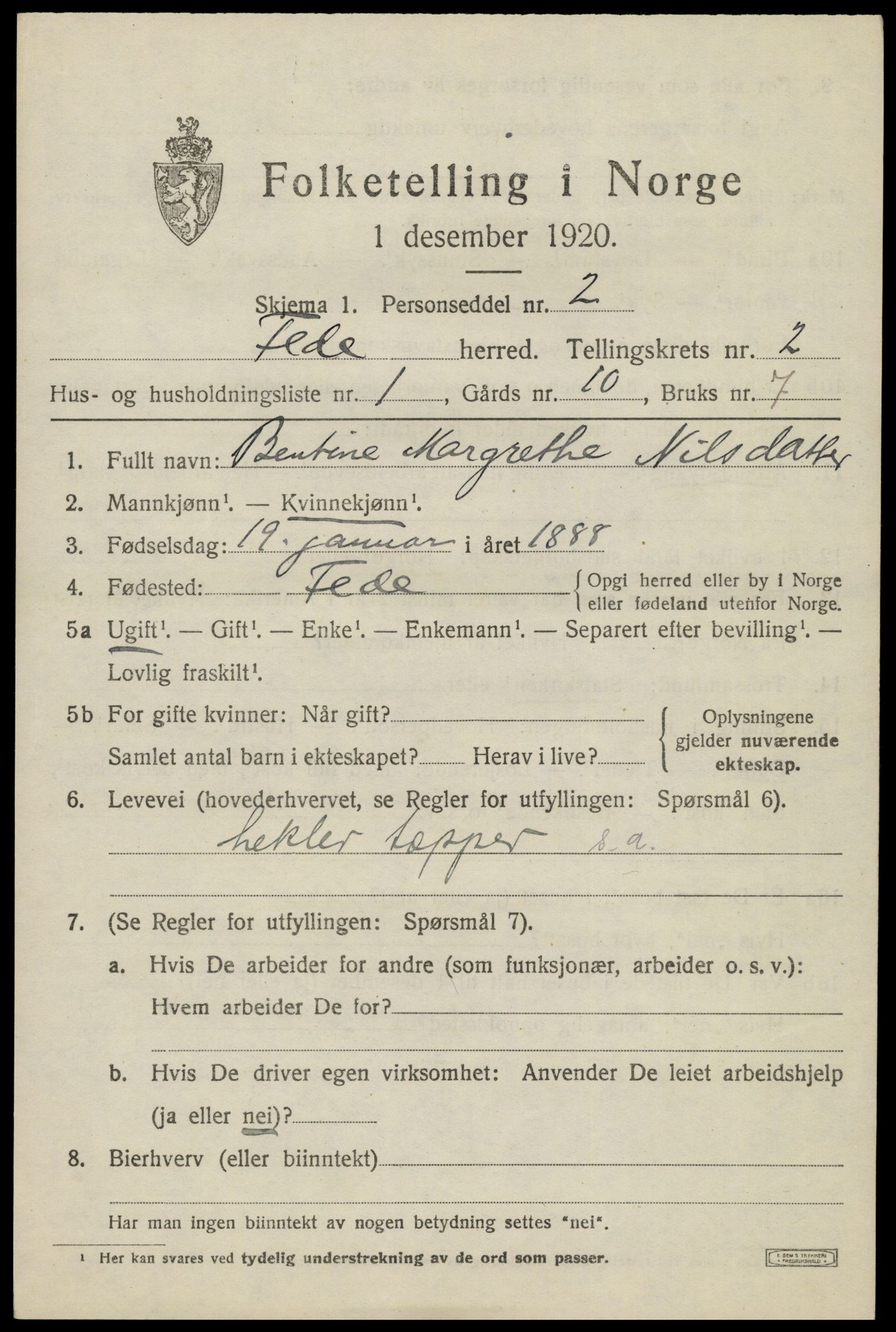 SAK, 1920 census for Feda, 1920, p. 945