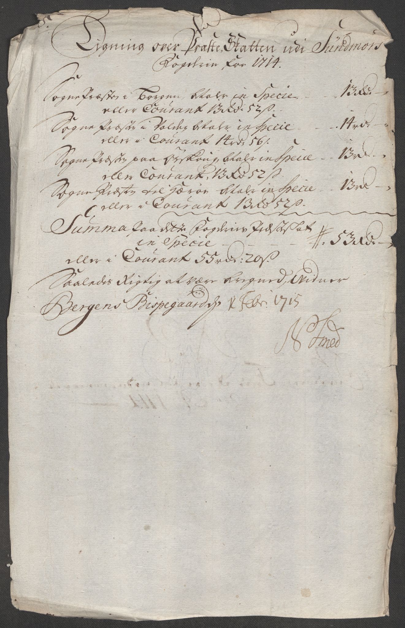 Rentekammeret inntil 1814, Reviderte regnskaper, Fogderegnskap, RA/EA-4092/R54/L3566: Fogderegnskap Sunnmøre, 1714, p. 97