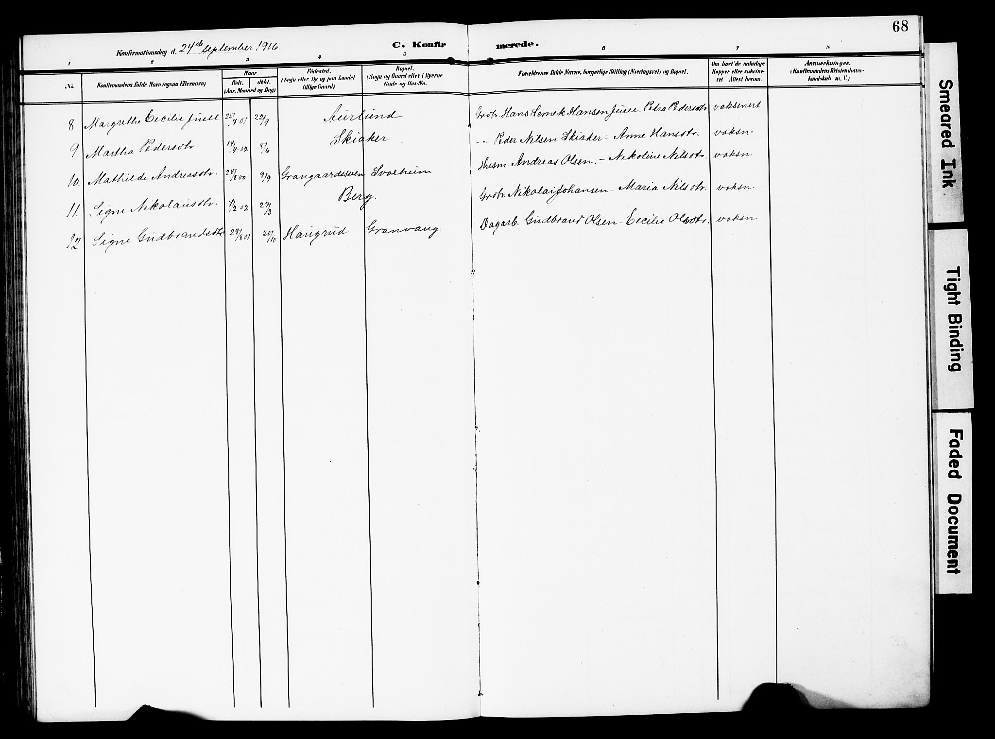 Nordre Land prestekontor, SAH/PREST-124/H/Ha/Hab/L0001: Parish register (copy) no. 1, 1908-1931, p. 68
