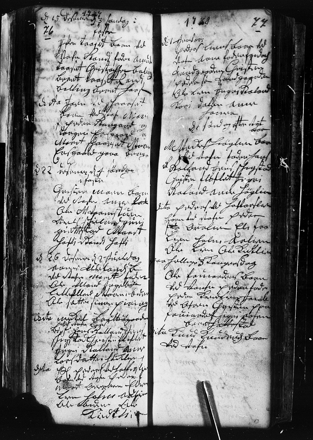 Fåberg prestekontor, SAH/PREST-086/H/Ha/Hab/L0001: Parish register (copy) no. 1, 1727-1767, p. 76-77