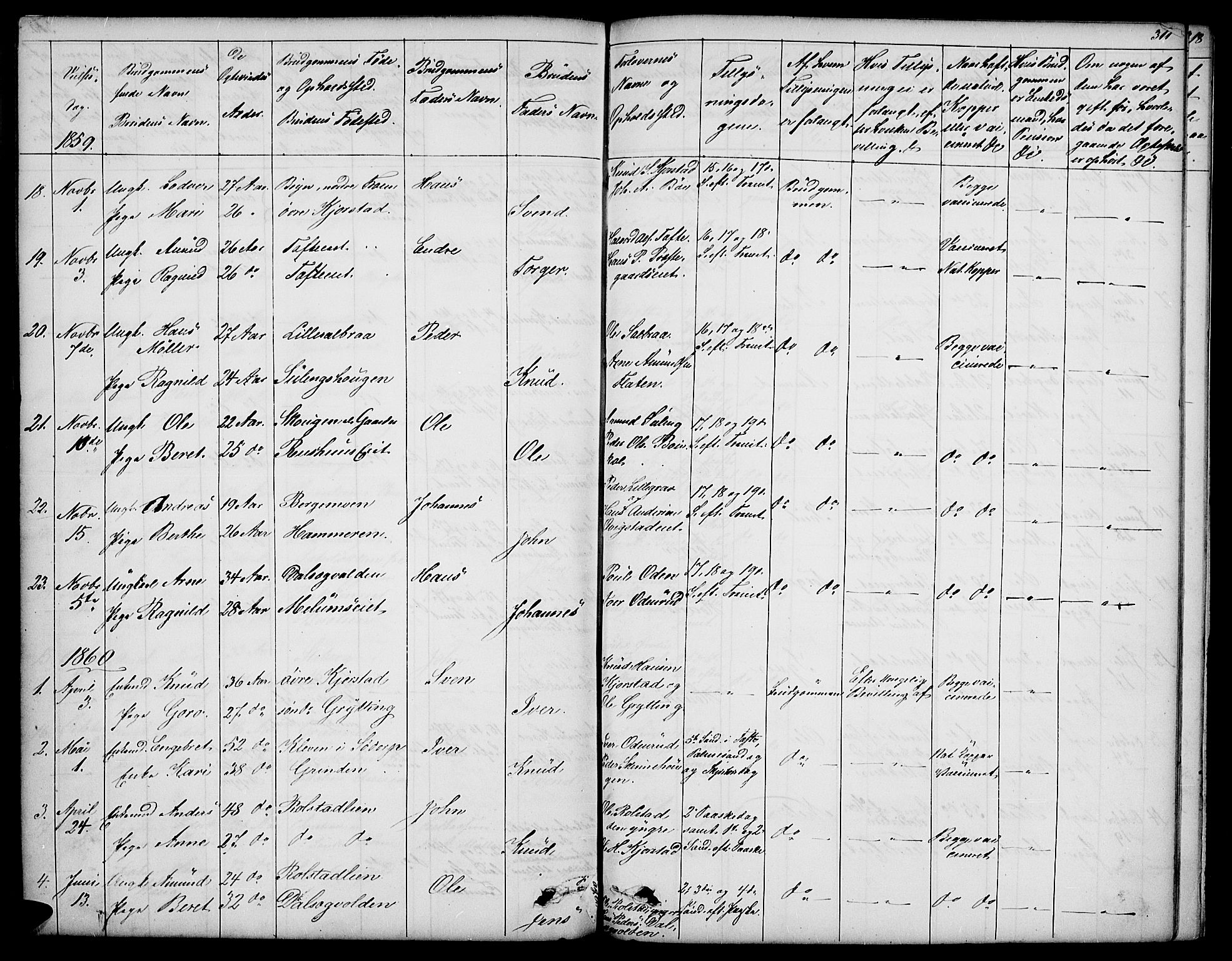 Sør-Fron prestekontor, SAH/PREST-010/H/Ha/Hab/L0001: Parish register (copy) no. 1, 1844-1863, p. 311
