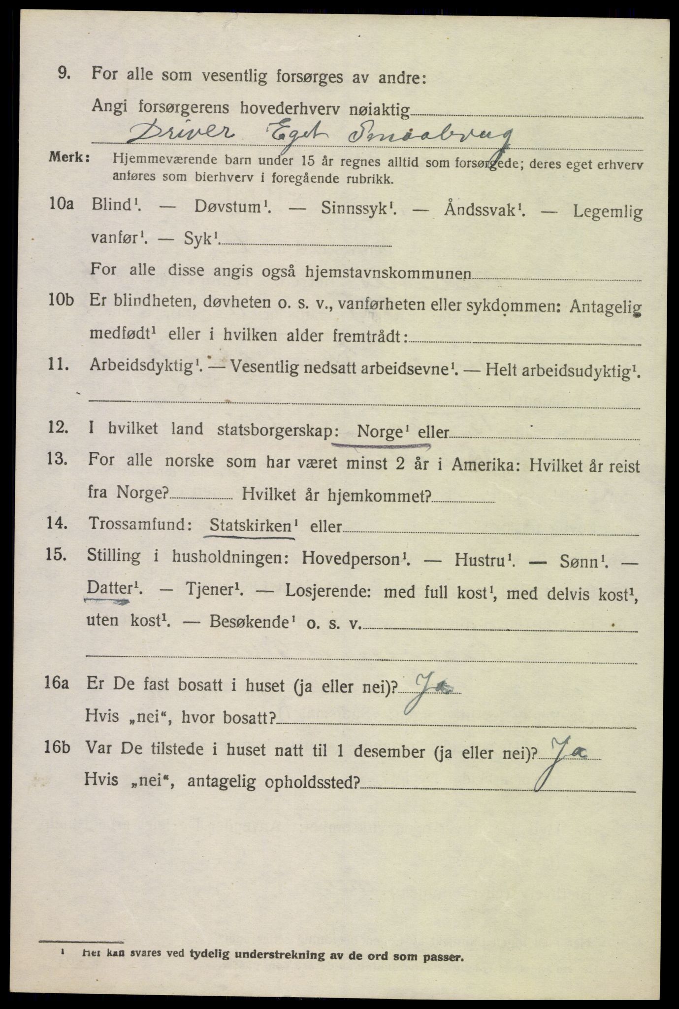 SAK, 1920 census for Oddernes, 1920, p. 4382