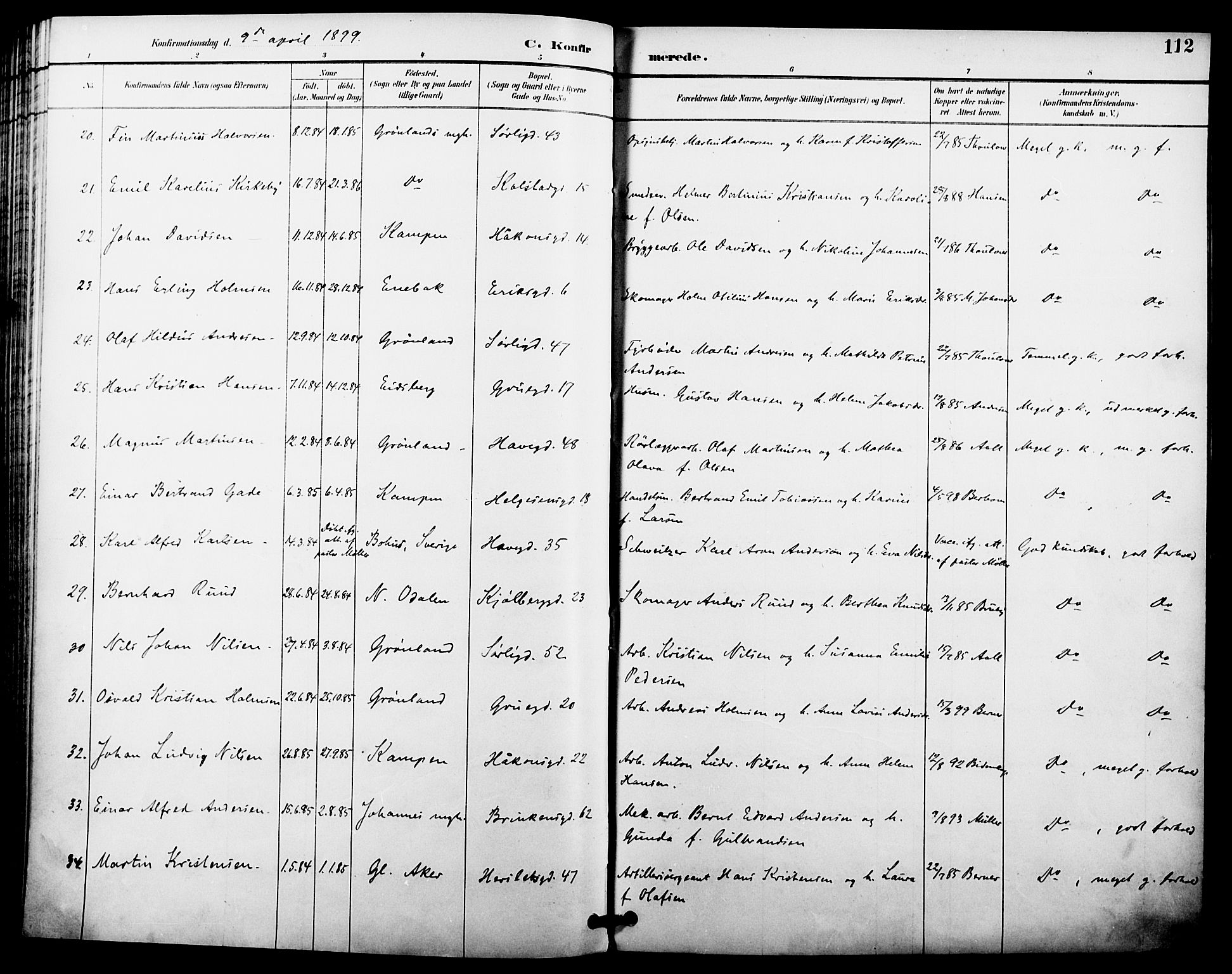 Kampen prestekontor Kirkebøker, AV/SAO-A-10853/F/Fa/L0008: Parish register (official) no. I 8, 1892-1902, p. 112