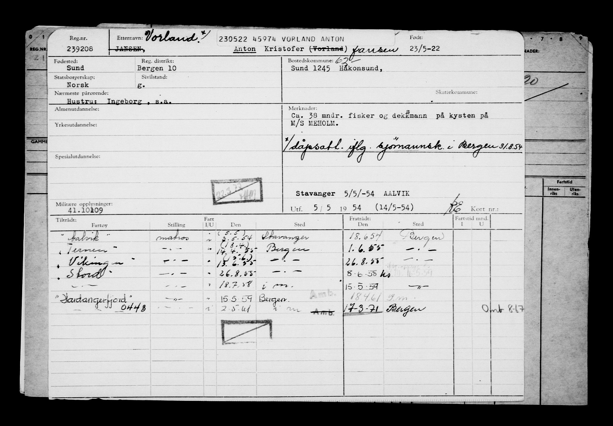 Direktoratet for sjømenn, AV/RA-S-3545/G/Gb/L0206: Hovedkort, 1922, p. 663