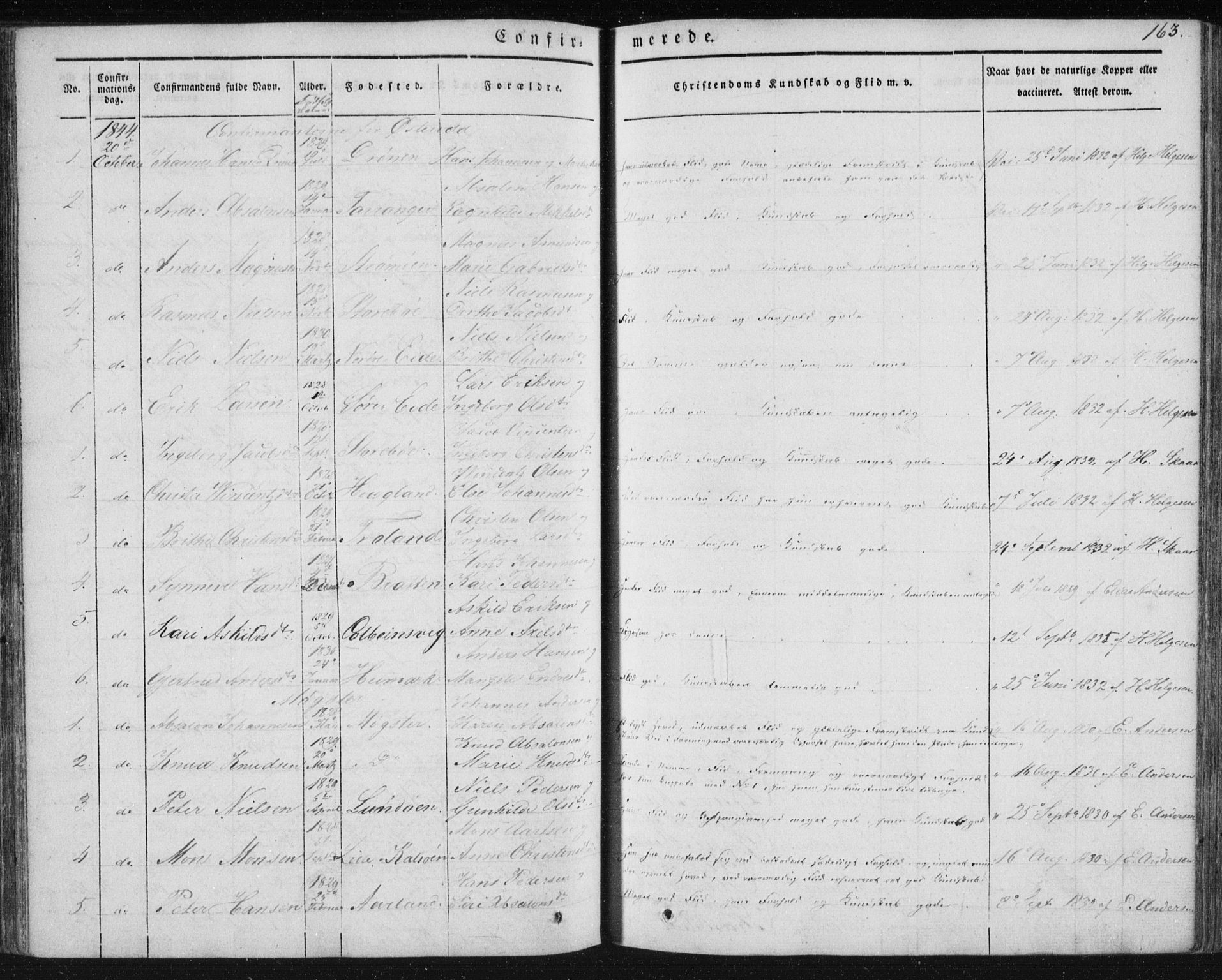 Sund sokneprestembete, AV/SAB-A-99930: Parish register (official) no. A 13, 1835-1849, p. 163