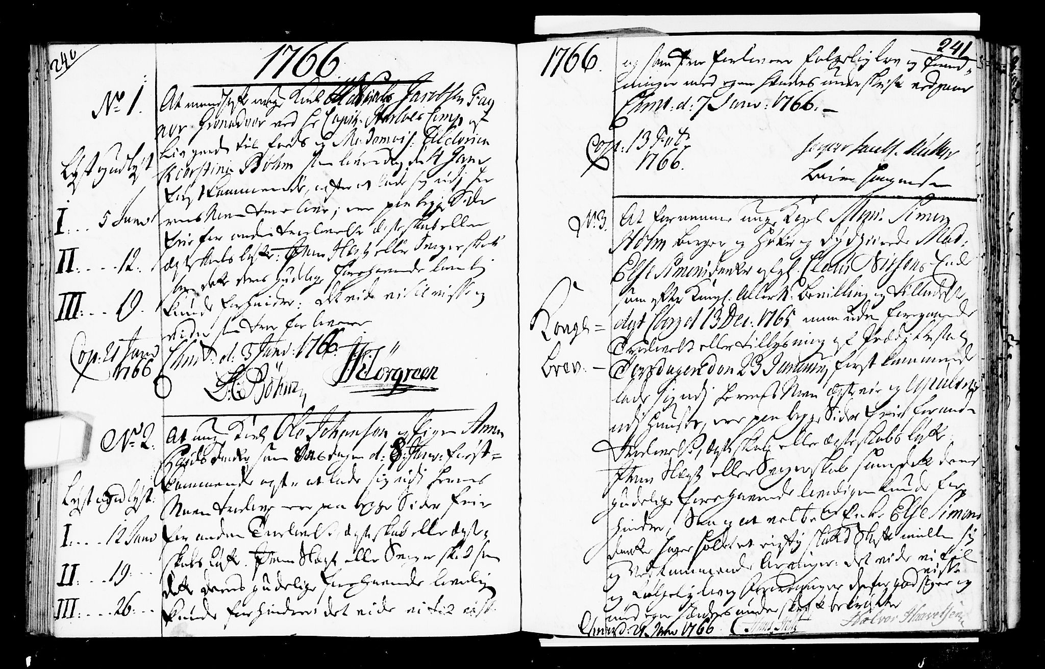 Oslo domkirke Kirkebøker, SAO/A-10752/L/La/L0008: Best man's statements no. 8, 1759-1769, p. 240-241