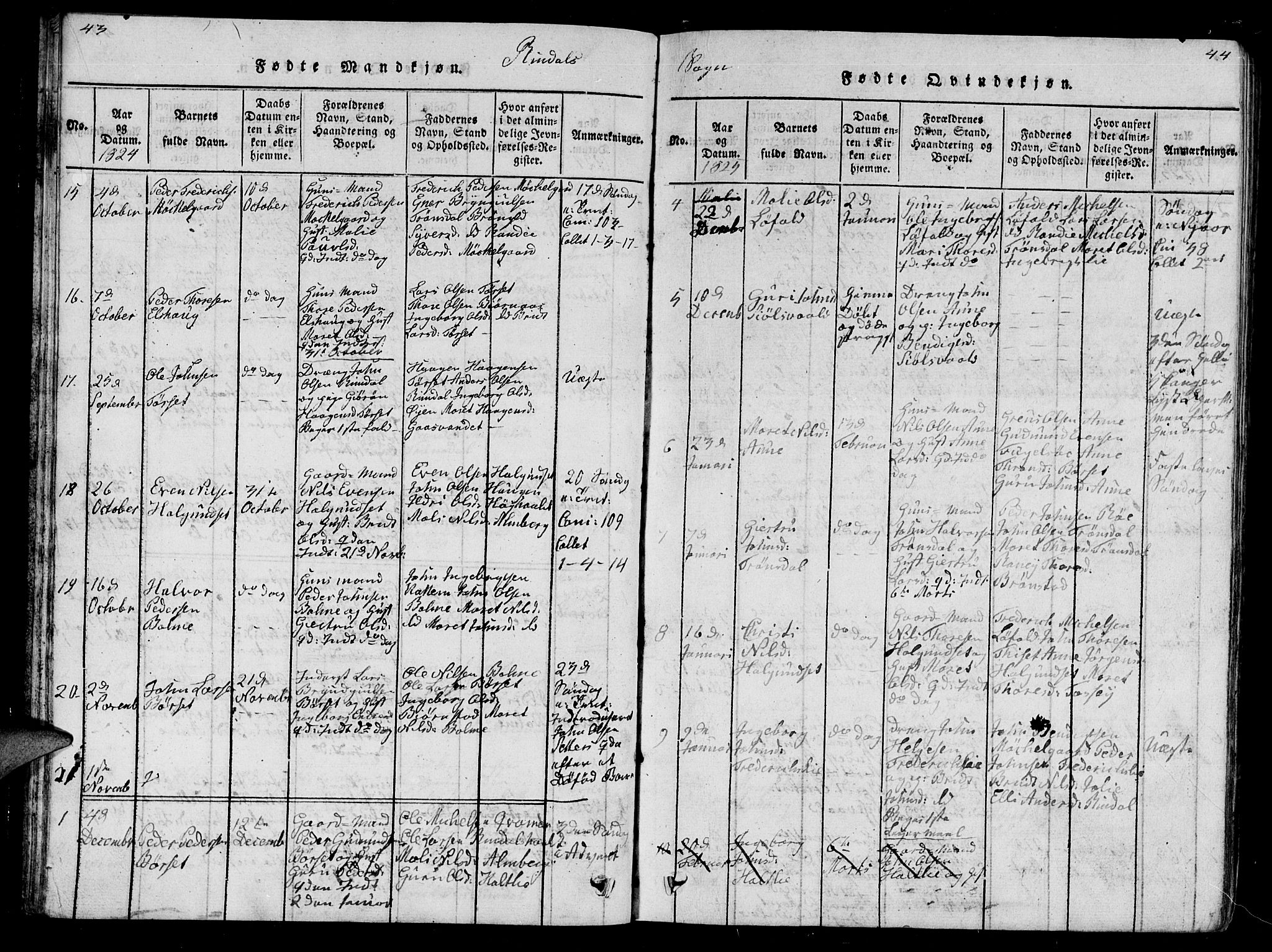 Ministerialprotokoller, klokkerbøker og fødselsregistre - Møre og Romsdal, AV/SAT-A-1454/595/L1050: Parish register (copy) no. 595C02, 1819-1834, p. 43-44