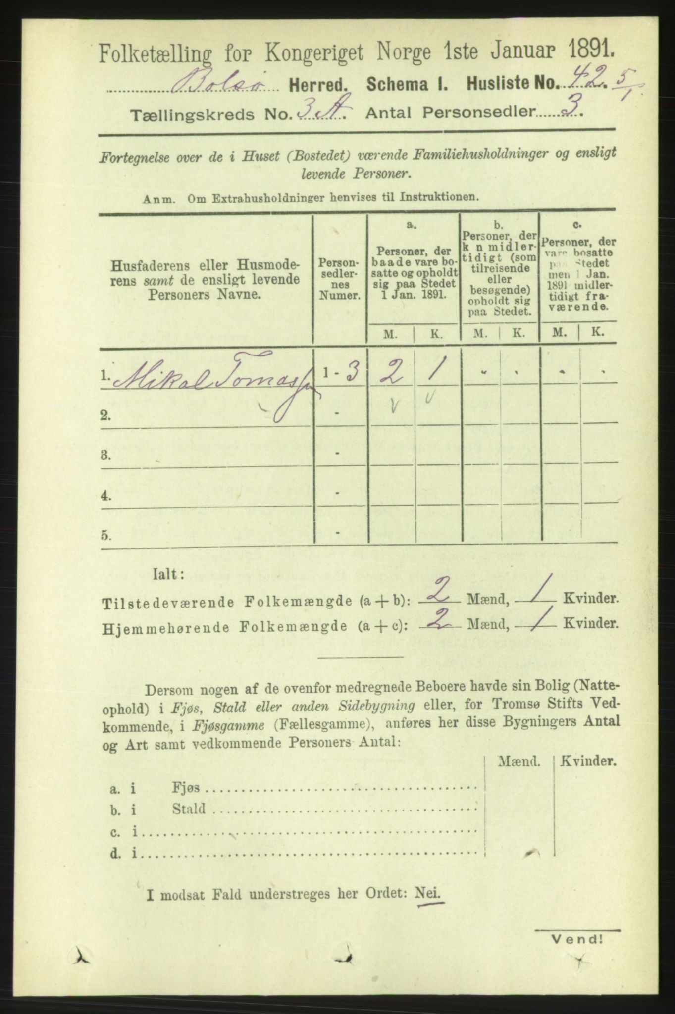 RA, 1891 census for 1544 Bolsøy, 1891, p. 1777