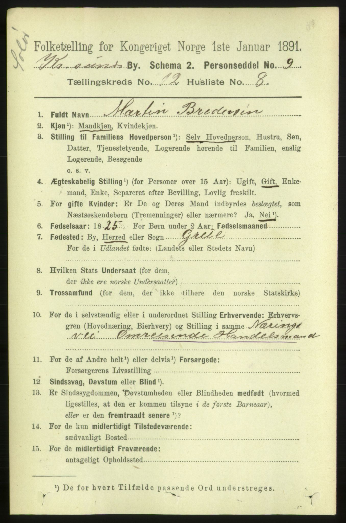 RA, 1891 census for 1503 Kristiansund, 1891, p. 9241