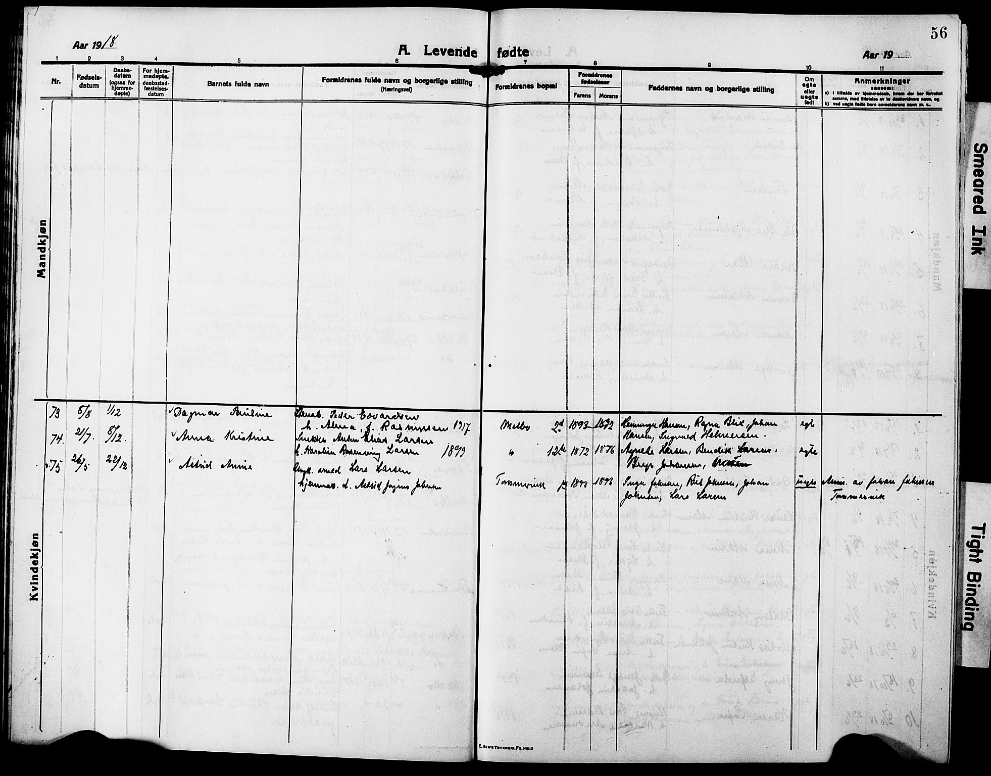 Ministerialprotokoller, klokkerbøker og fødselsregistre - Nordland, AV/SAT-A-1459/888/L1269: Parish register (copy) no. 888C07, 1913-1927, p. 56