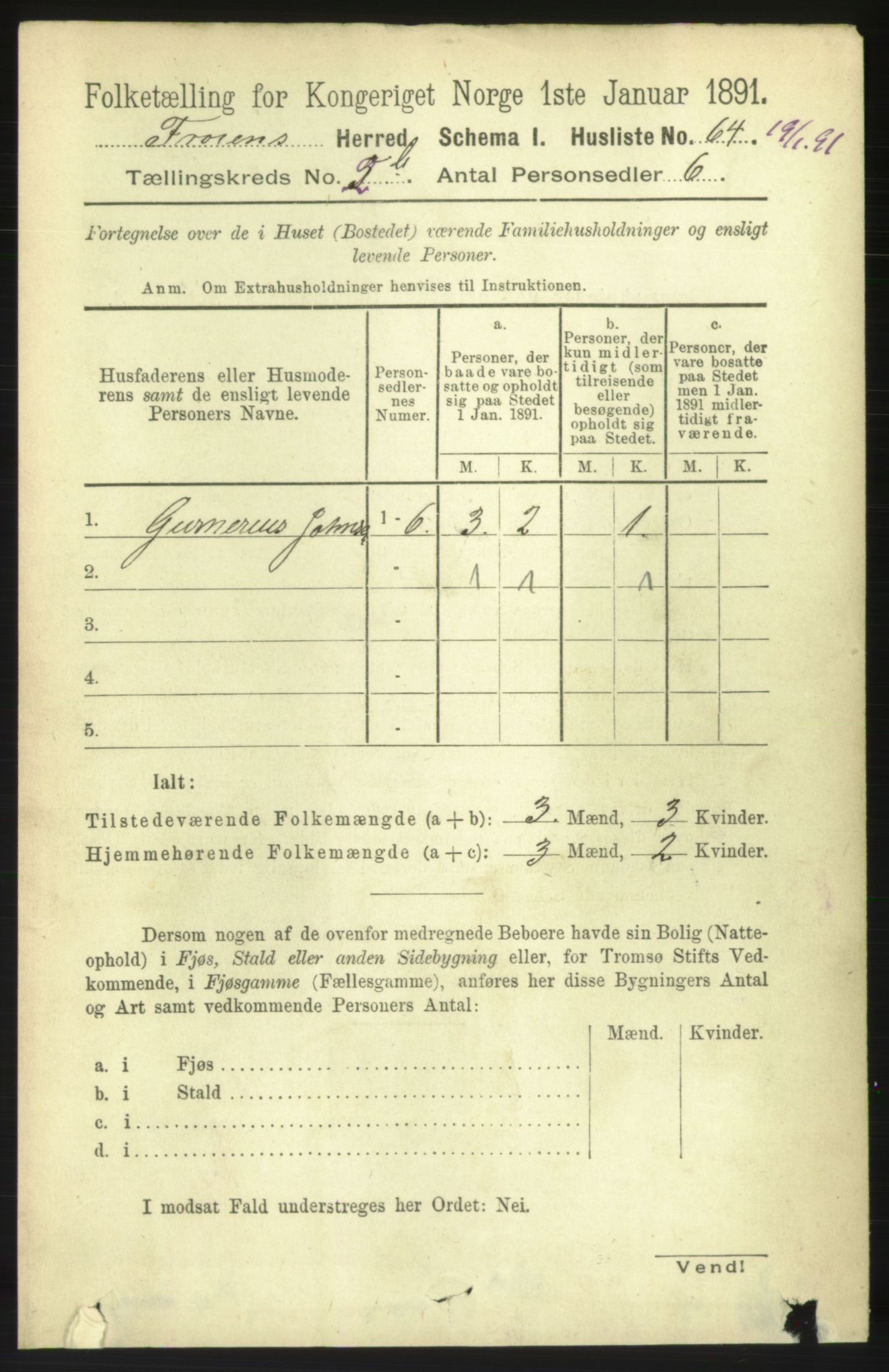 RA, 1891 census for 1619 Frøya, 1891, p. 1395